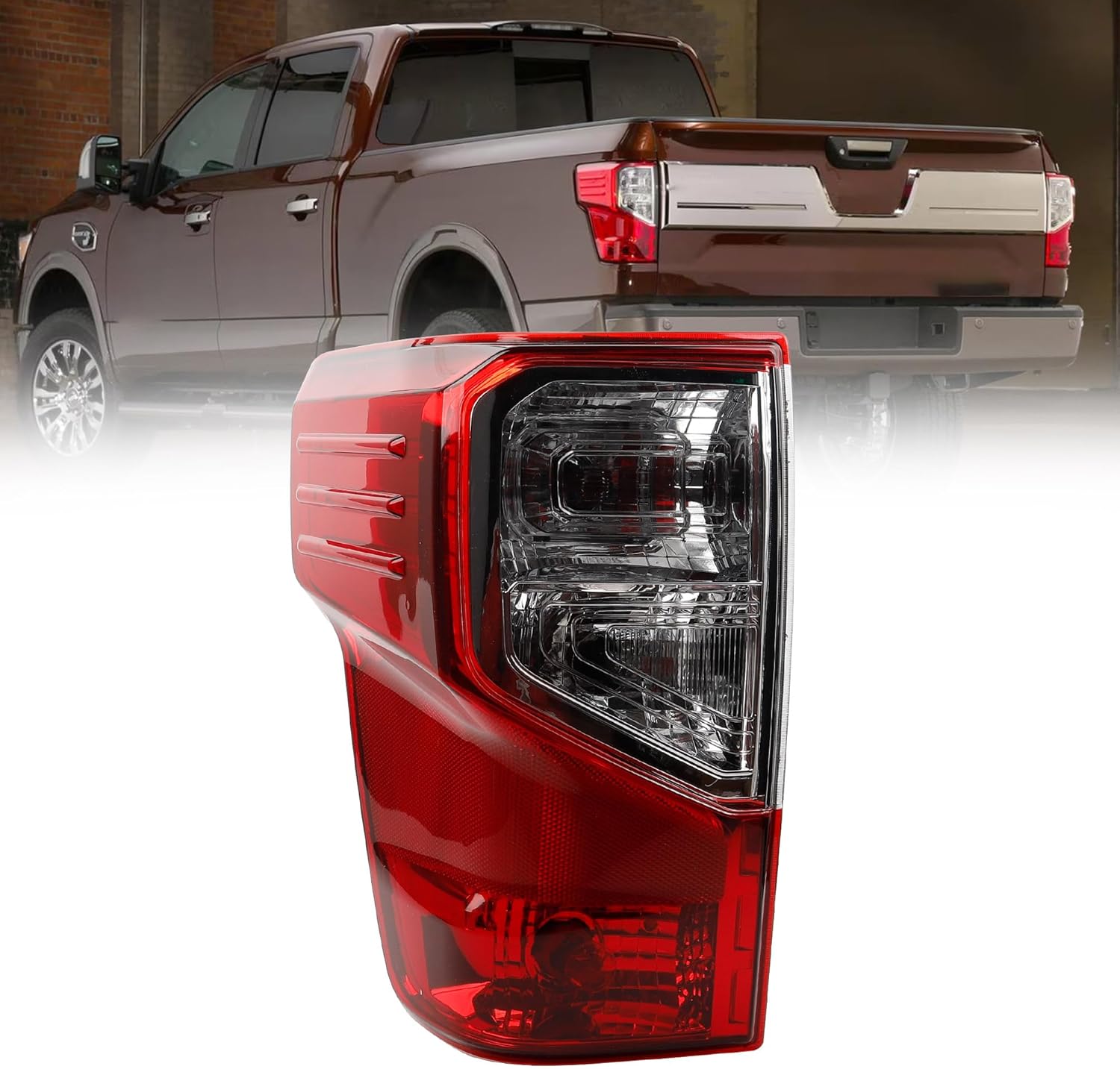Dasbecan Tail Light Assembly Compatible with 2017-2019 Nissan Titan/Titan XD 2016-2019 Halogen Rear Lamp Taillight Left Driver Side Replace#26555-EZ23D NI2801212