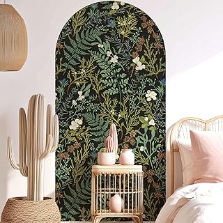 Wildflower Arch Wall Decals Peel and Stick, Large Floral Flower Fabric Wall Stickers, Removable Leaves Home Decor Art Wallpaper for Bedroom Living Room Classroom Office