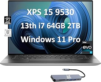 XPS 15 9530 Business Laptop (15.6" FHD+, Intel 10-Core i7-13620H (Beat i9-12900H), 64GB DDR5 RAM, 2TB SSD), Backlit, Fingerprint, Thunderbolt 4, Wi-Fi 6, IST HUB, Win 11 Pro w/AI Copilot, Silver