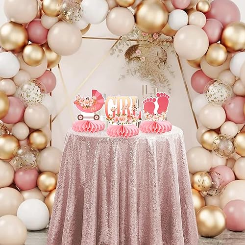 Miniatura 5 de 9 piezas de centros de mesa con diseño de panal "It's a Girl" para fiesta de cumpleaños, centros de mesa para baby shower, tema de revelación de