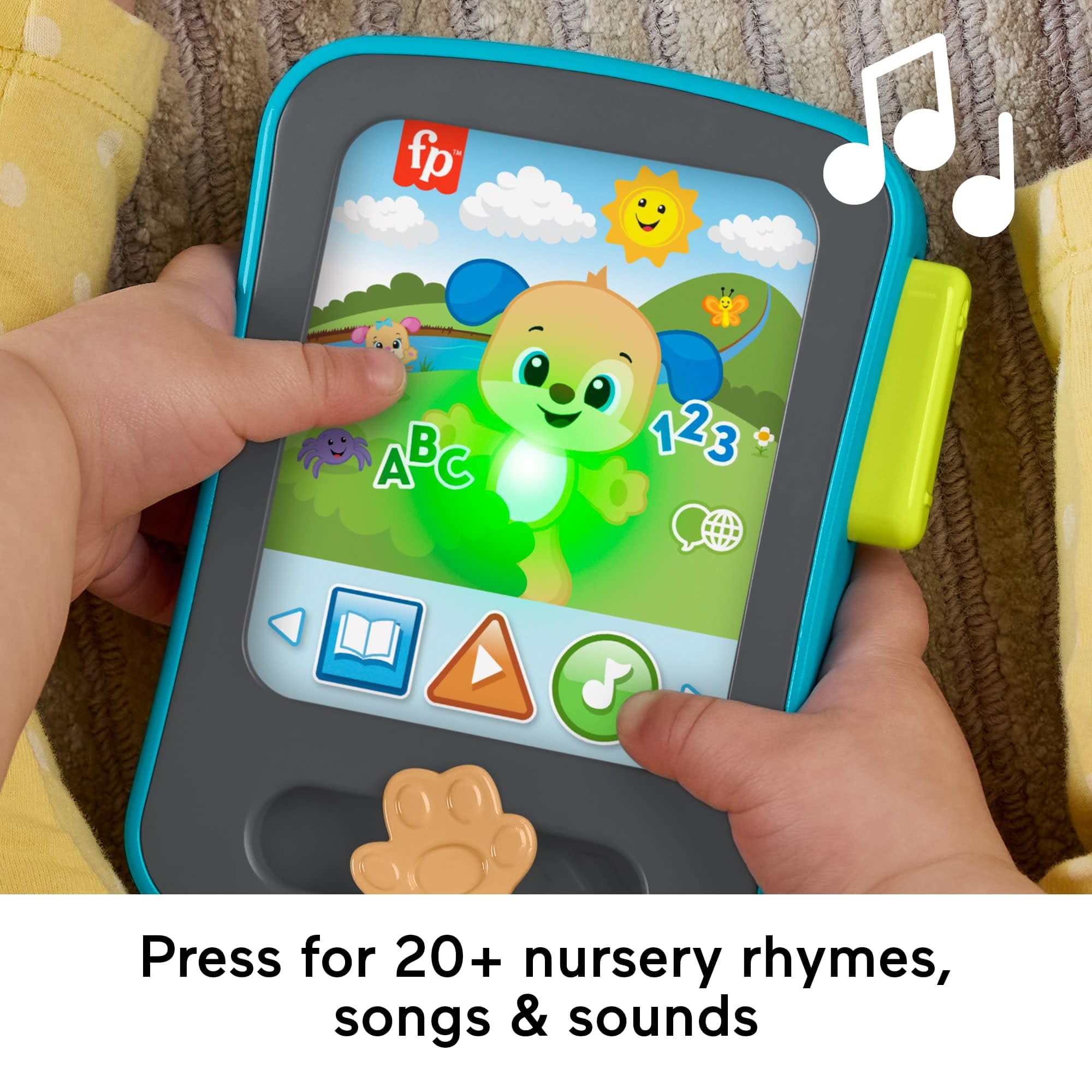 Fisher-Price Baby Learning Toy Laugh & Learn Puppy’s Storytime Reader Pretend Tablet with Music & Lights for Ages 6+ Months - Image 4