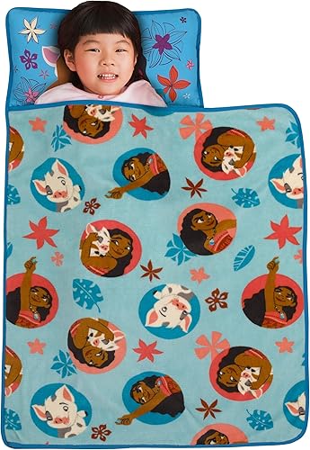 Miniatura 2 de Disney Moana Free as The Ocean Aqua, Orange and White, Pua Pig y HEI HEI - Tapete tropical para siesta para niños pequeños