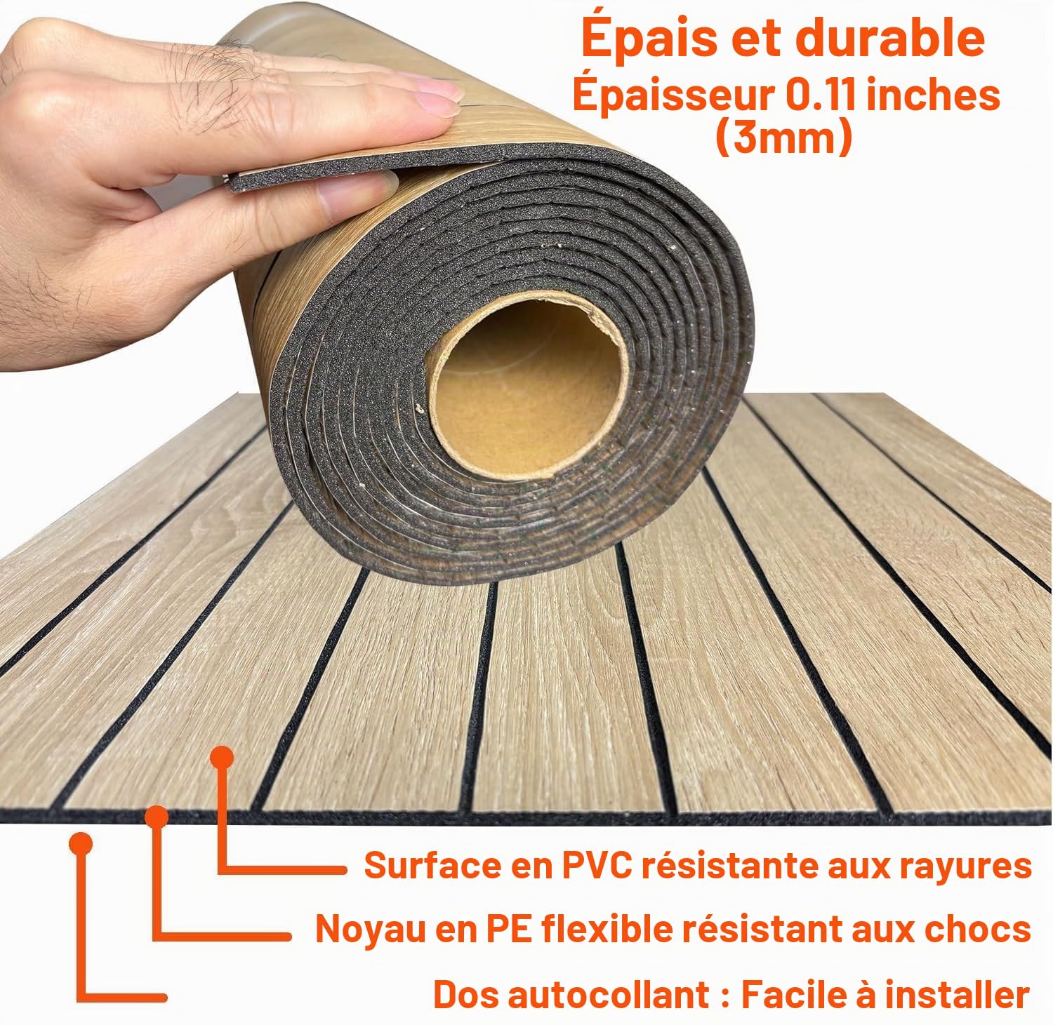 AMIGO Panneaux en placage bois autocollants, 1,2 m² - 1 pièce 300 x 40 x 0.3 cm Panneaux muraux 3D aspect bois,Salon, bureau,Chêne clair