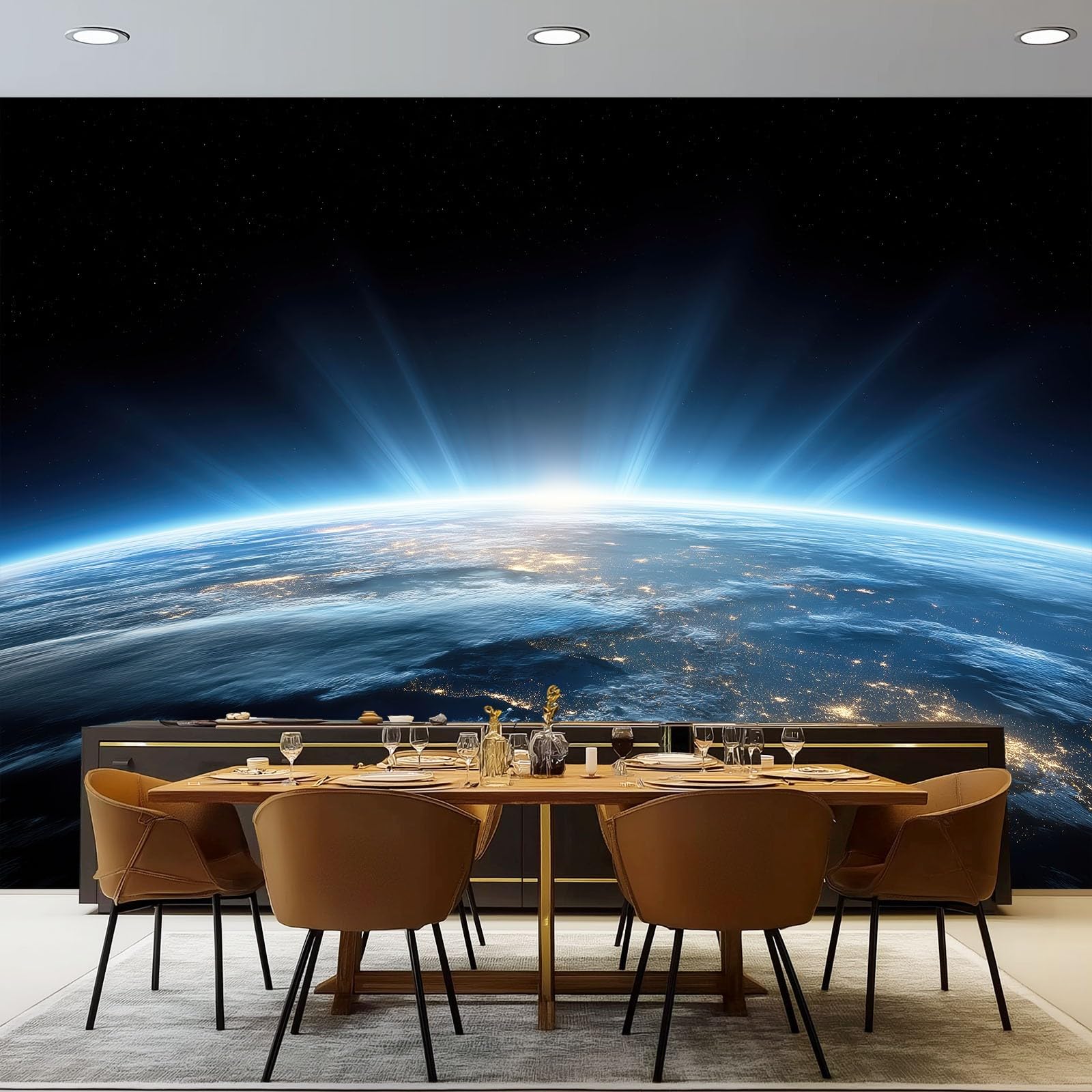 Fototapeta 350 x 256 cm ściany dekoracja salonu design natura do sypialni salonu tapeta z włókniny, głęboki niebieski wszechświat nocne niebo