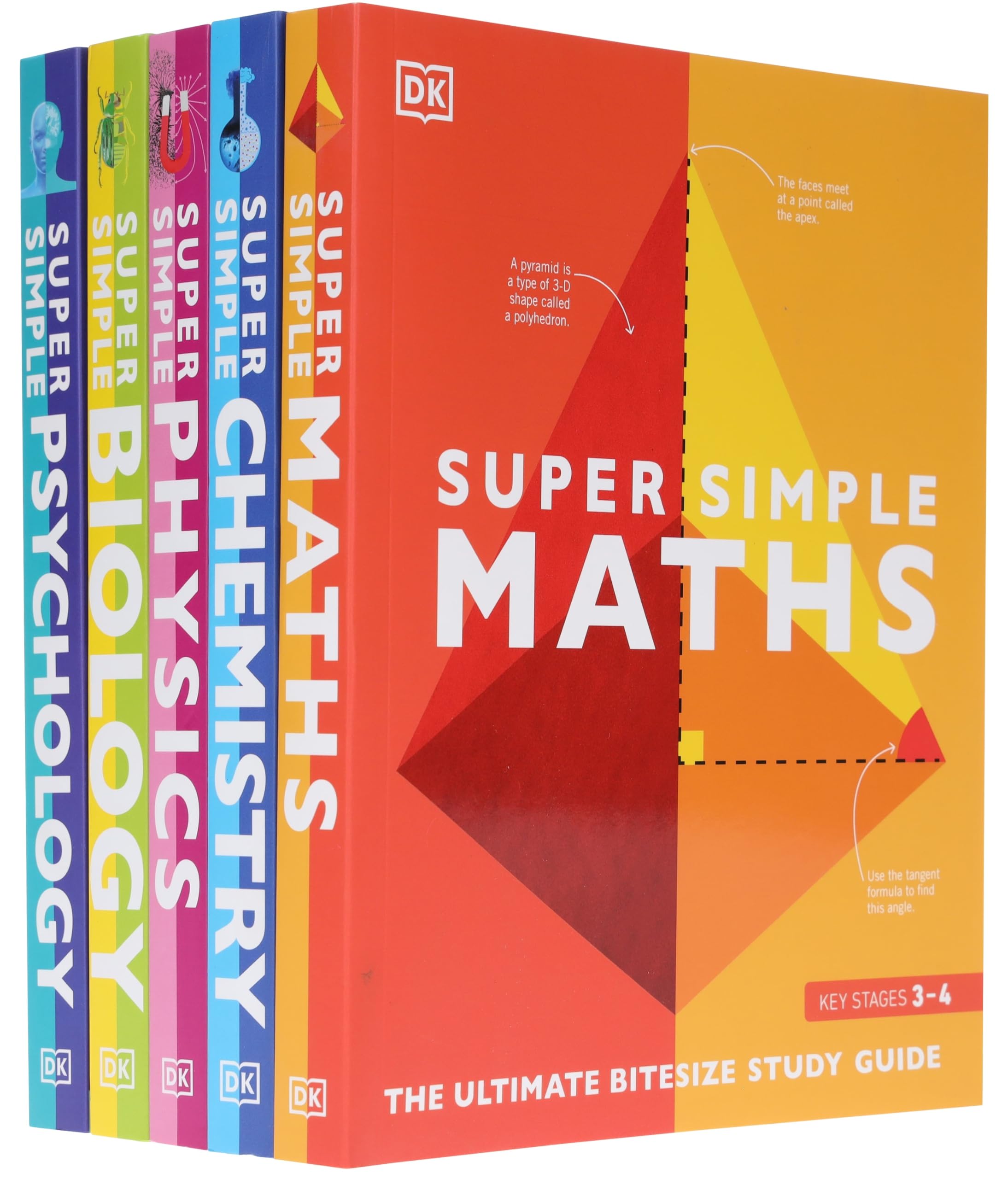 DK Super Simple Study Guide 5 Books Collection Set (Super Simple Maths, Chemistry, Physics, Biology, Psychology)