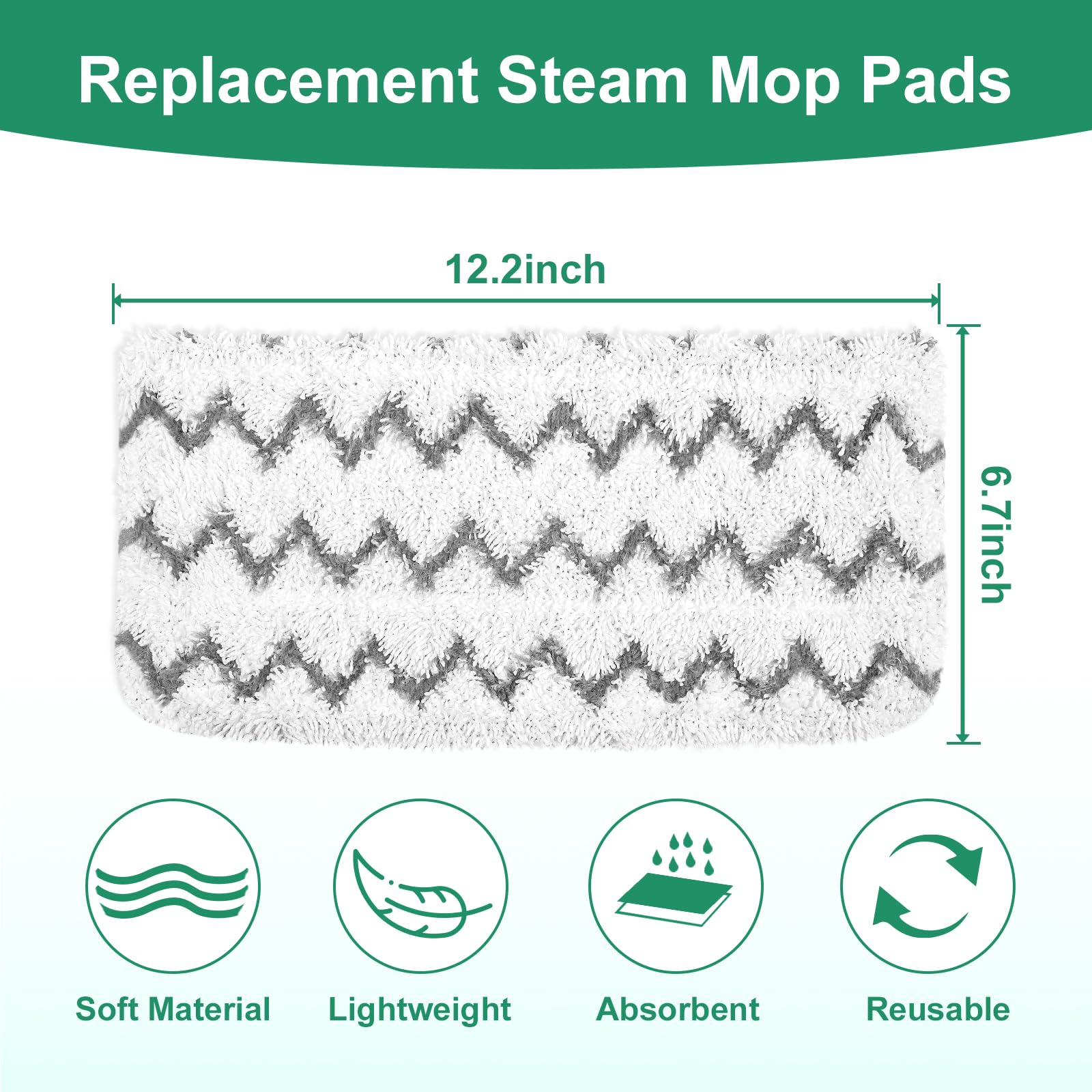 4 Pack Steam Mop Replacement Pads Compatible with Shark Steam Mops S1000/S1000A/S1000C/S1000WM/S1001C, Microfiber Steam Mop Pad, Washable & Reusable Cleaner Pads - 2
