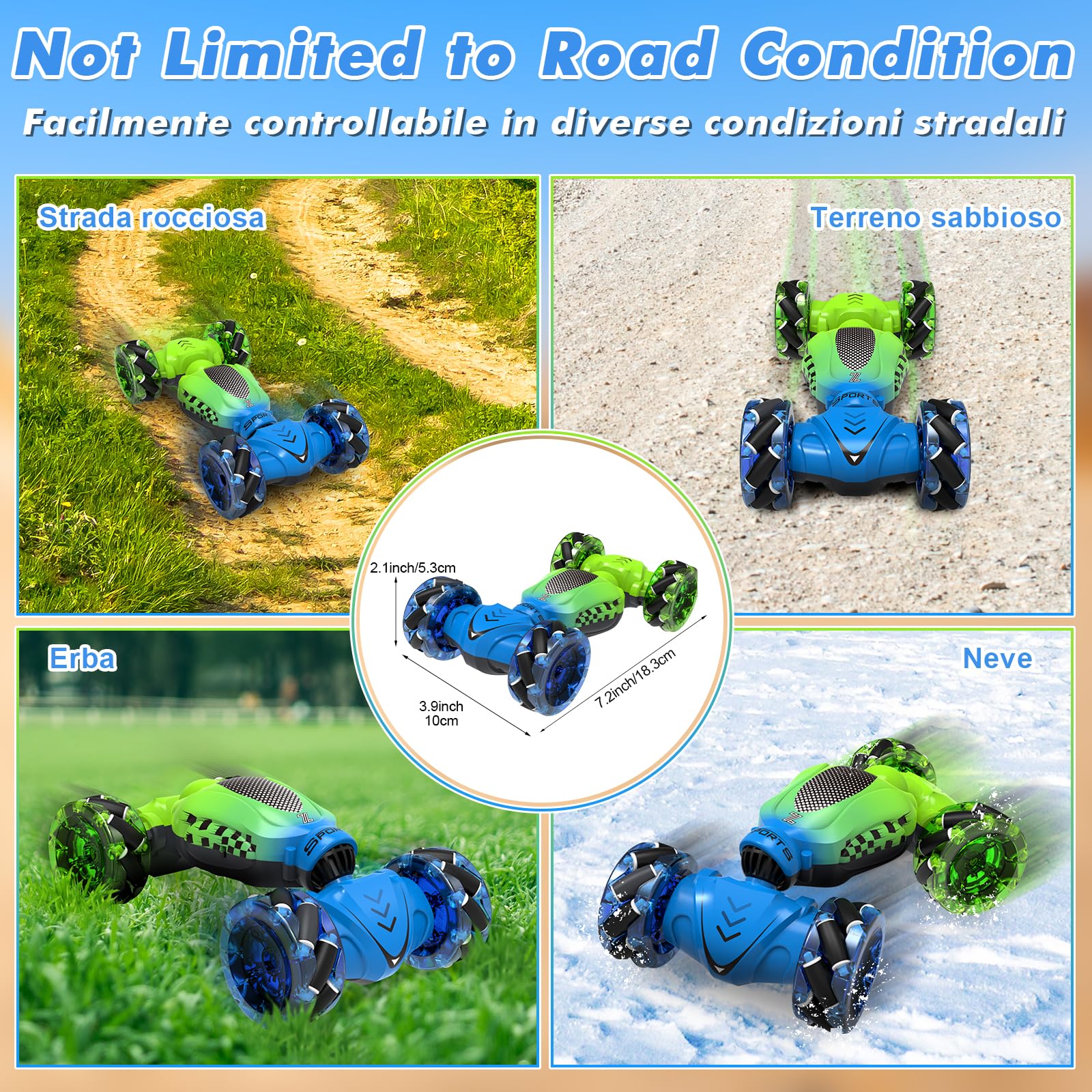 Fosgoit Macchina Telecomandata, Giocattoli per Bambini dai 3 ai 12 Anni, Macchina Telecomandata 4x4, Drift RC Car con Luci, 2.4Ghz Auto RC I Migliori Regali di Compleanno e Natale per Bambini
