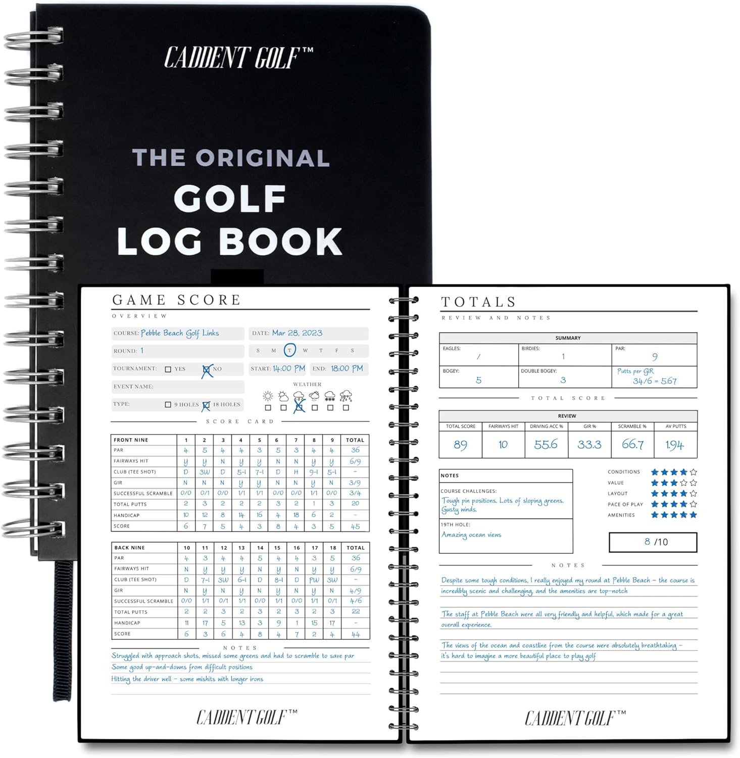 Golf Log Book Hardcover Edition WireBound Golf Notebook for Practice Stats and Round Logging
