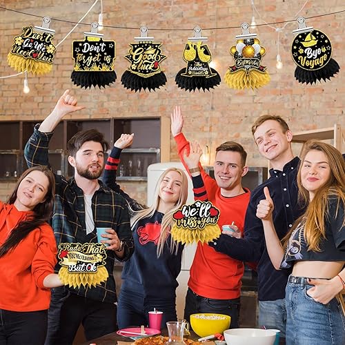 Miniatura 6 de We Will Miss You - Centros de mesa de nido de abeja, 8 piezas de decoración de buena suerte centros de mesa de jubilación para mesas, decoraciones