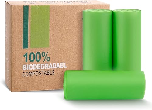 JENCENBIO Bolsas de compost 5 galones 20 litros extra gruesas de 078 mils bolsas de residuos biodegradables con BPI ASTM D6400 y Europa OK Compost