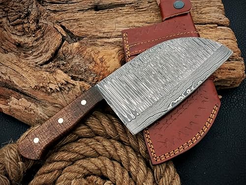 Cuchillo de chef serbio hecho a mano de acero de Damasco - Cuchillo de carnicero para cortar verduras de carne JNR -0224