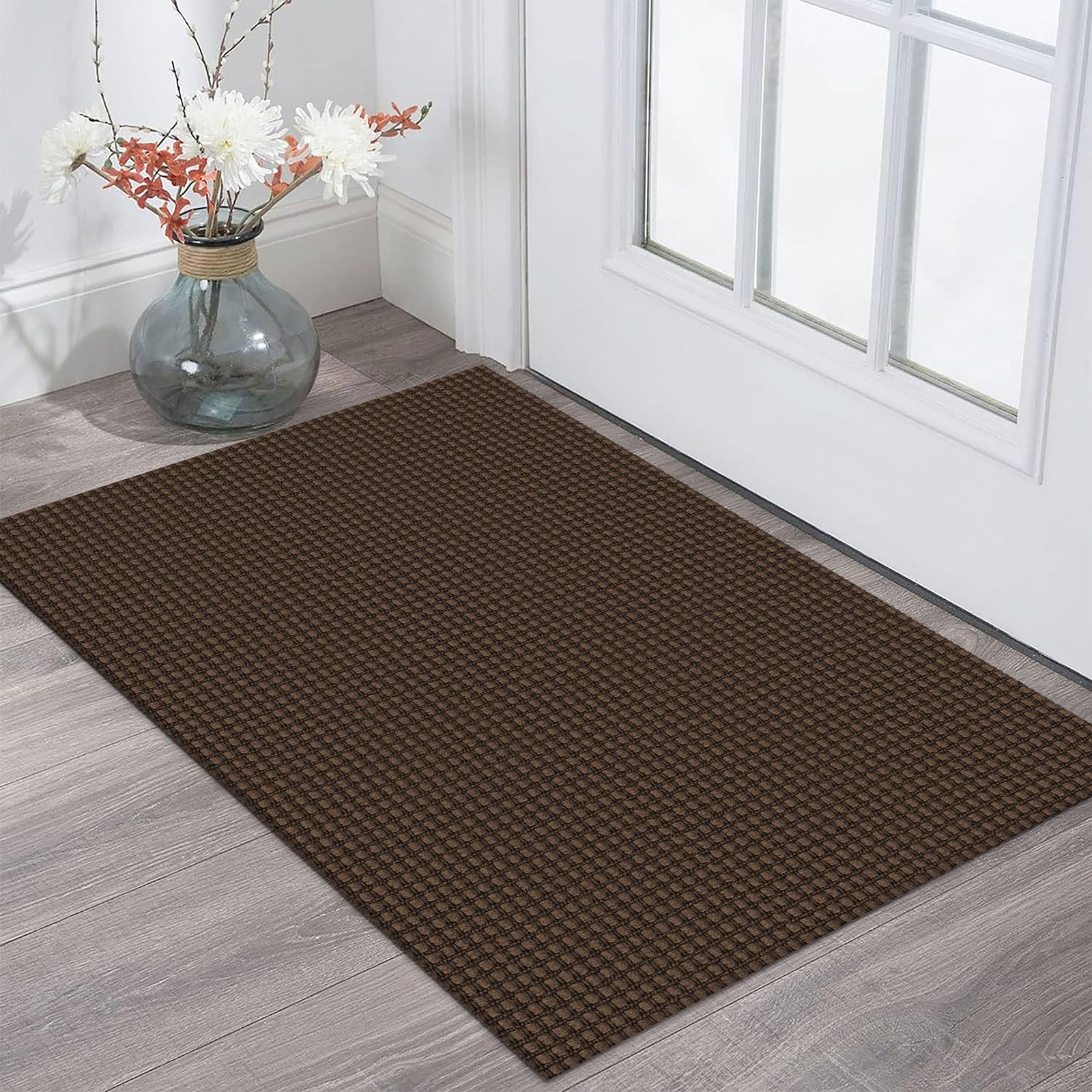 KOZYFLY Indoor Door Mat 2x3 ft Small Area Rugs Washable Front Door Mat Non Slip Rubber Backed Entryway Rug Cotton Entrance Doormat for Front Porch