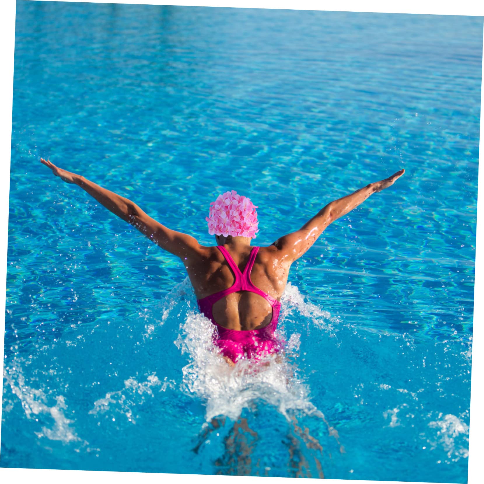 BESPORTBLE 10 Pièces Bonnet De Bain Fleur Fait Main Bonnet De Bain Hawaïen Fleuri Rétro Design r d Chapeau De r De Natation Femmes Tissu en Nylon Rose
