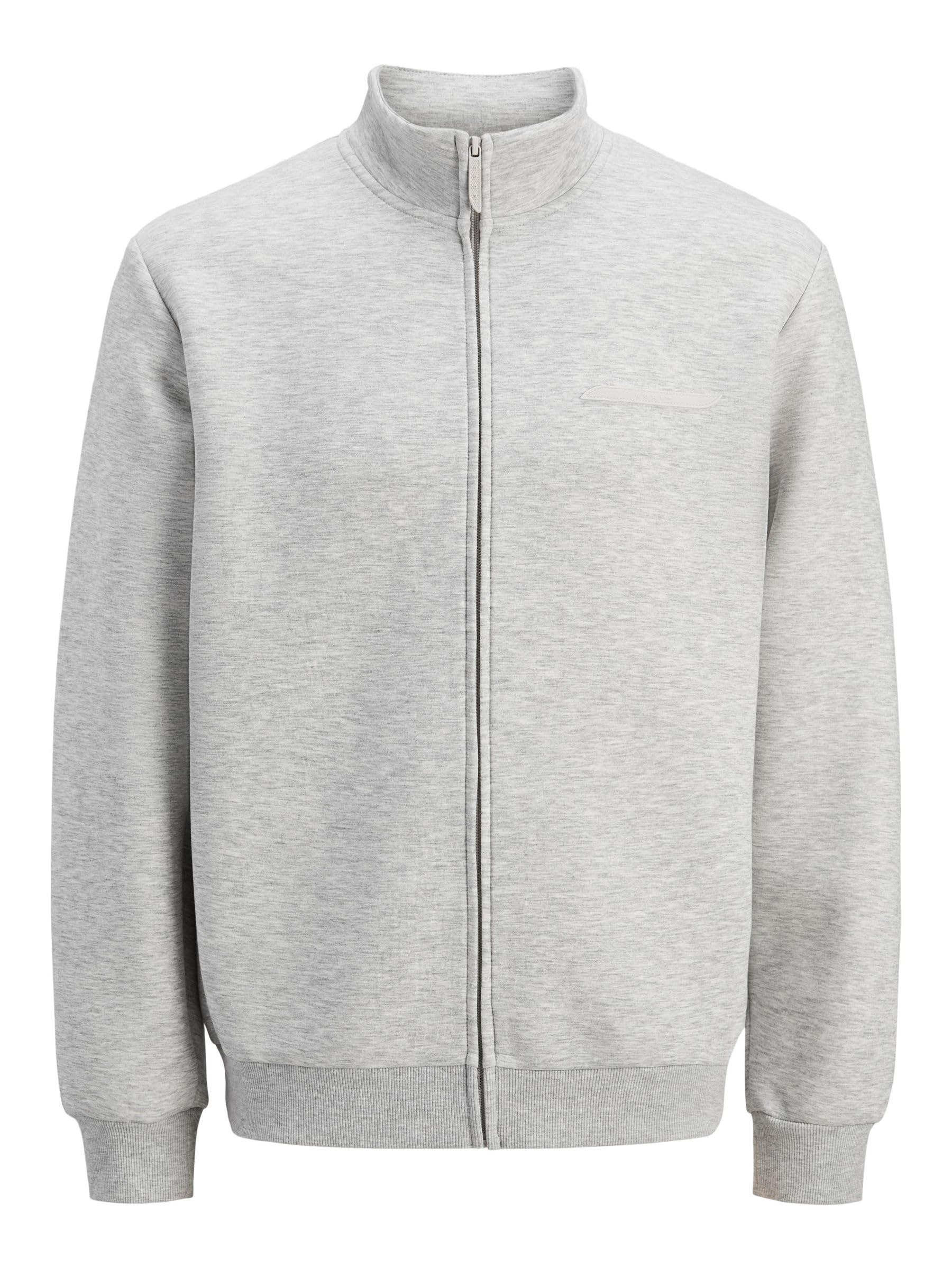 JACK & JONES Jcofusion Scuba Sweat Zip High Neck Noos, Light Grey Mix, L