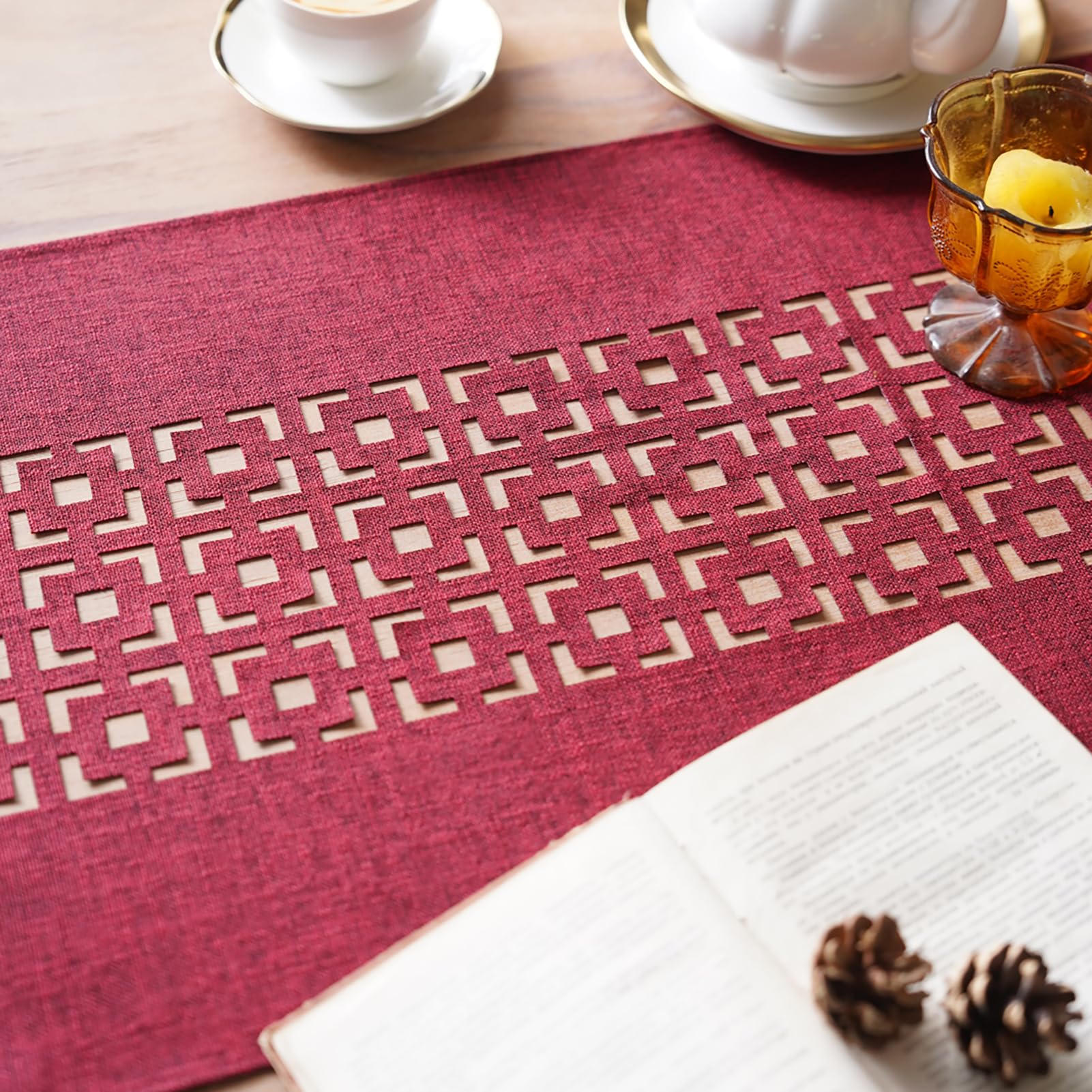 ARTABLE Rectangle Table Runner - 16x84 Inch Polyester Fabric Runner With Trimmed Edge For Dining, Parties, Events (Offwhite)