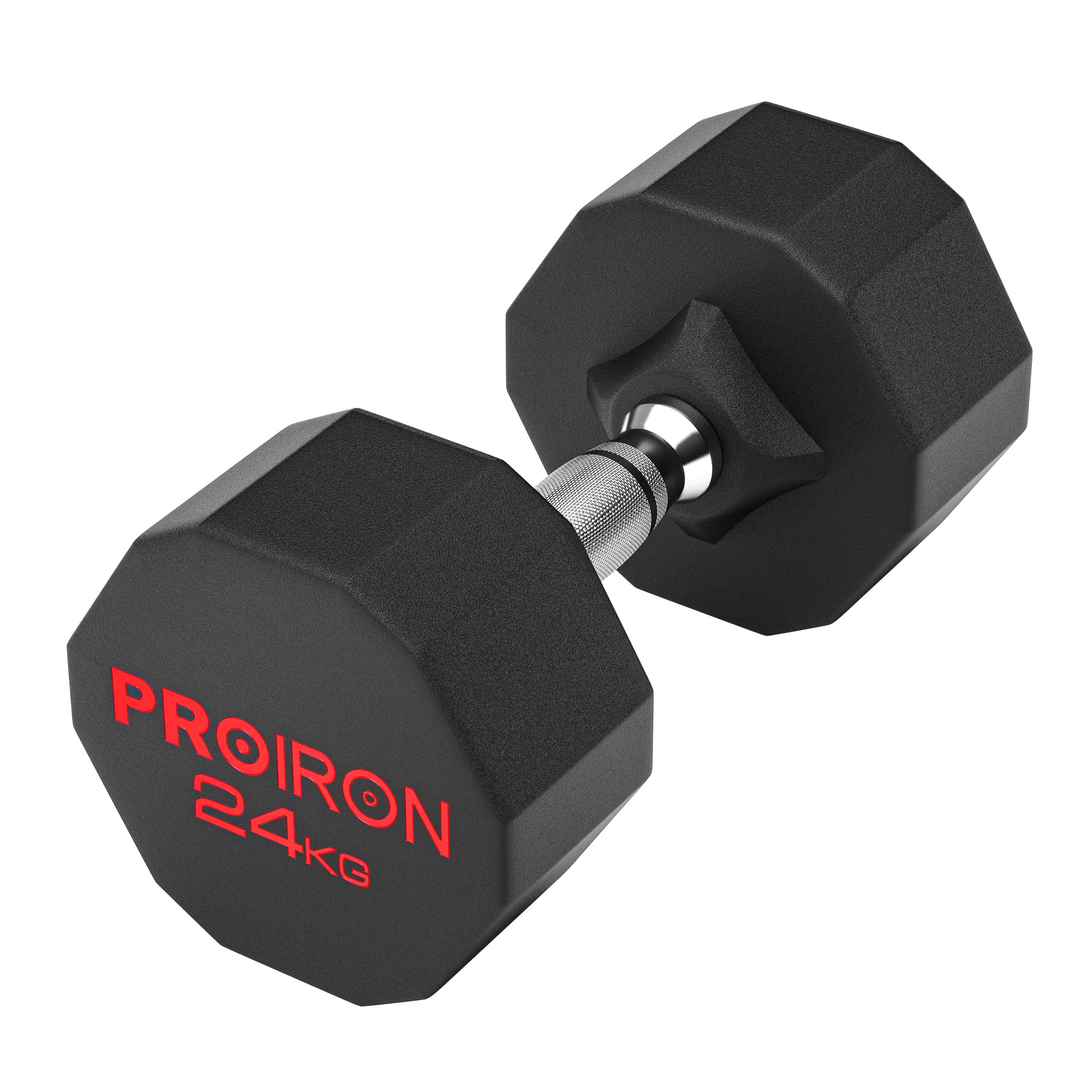 PROIRON Rubber Dumbbells Odorless, Steel Weights Set Men Women Home Gym 3kg 5kg 8kg 10kg 12kg 14kg 16kg 20kg 24kg Fitness Training Exercise Body Strength Lifting Equipment (Pair or Single)