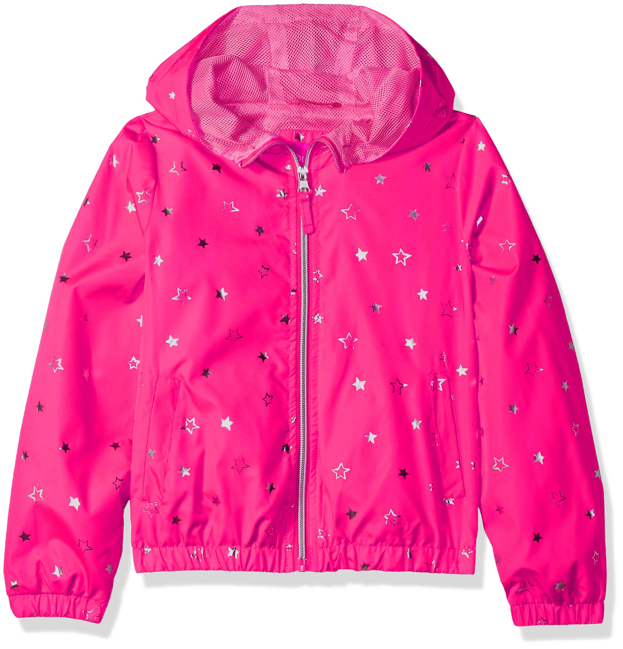 Pink Platinum Girls Printed Windbreaker Jacket With Mesh Lining