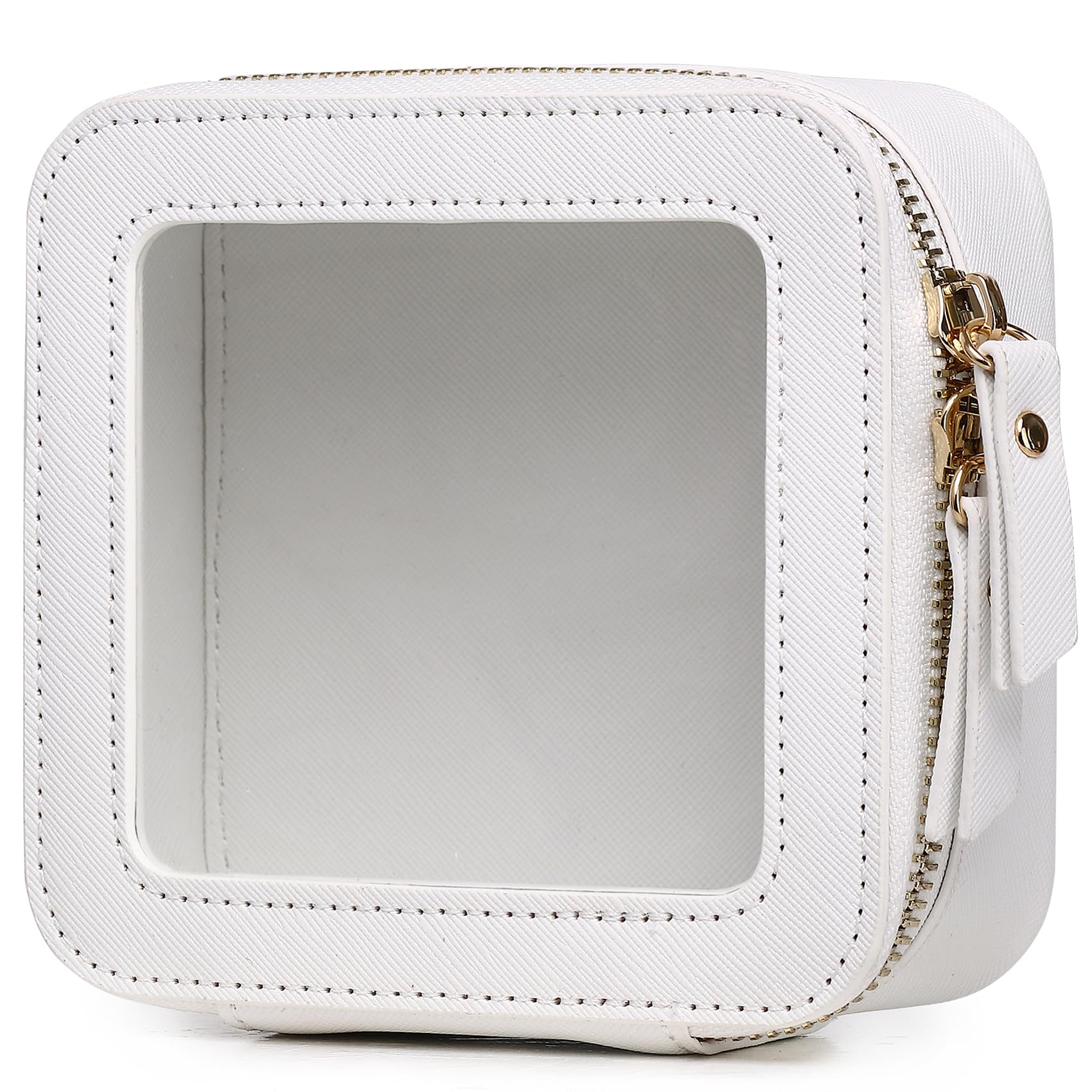 Small Clear Makeup Bag Mini Transparent Travel Toiletry Bag Cosmetic Bags Organizer TSA Approved Clear Makeup Case Pouch with Zipper Car Essentials (F/White, Mini)