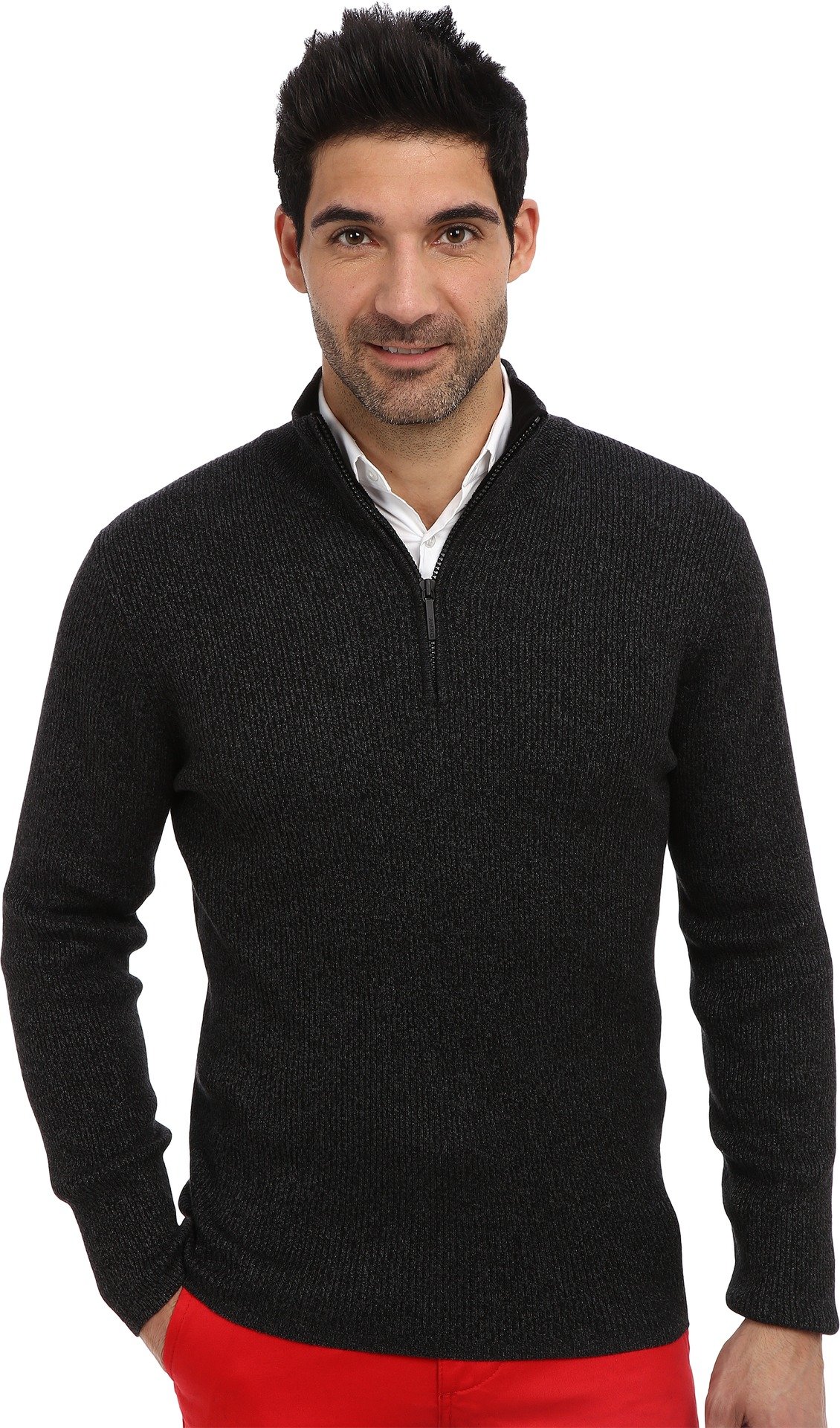 DKNY Jeans Men's Half-Zip Ribbed Mock-Neck Sweater