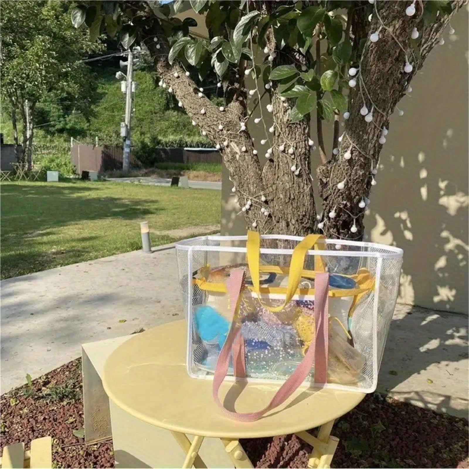 Sac De Rangement Transparent Sac de Plage Transparent Grande capacité, Sac de Voyage Portable en PVC, Sac fourre-Tout de Rangement étanche for Le Lavage, Le Fitness et la Natation(Pink-XL)