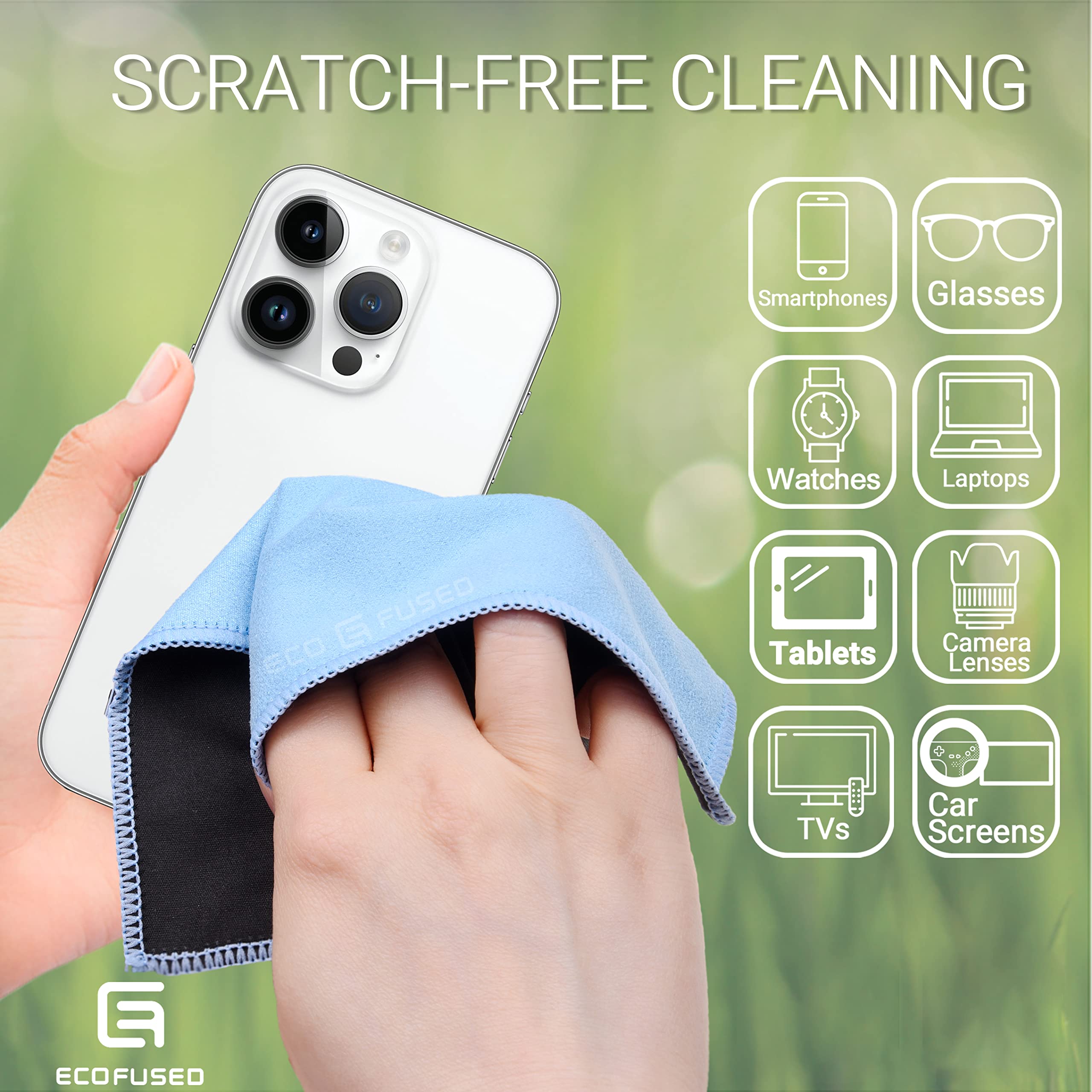 Microfiber Cleaning Cloths - 10 Pack - 6.6 x 6.2" - Double-sided Cleaning Cloths - Microfiber and Suede Cloth for Smartphones, LCD TV, Tablets, Laptop Screens, Camera Lenses and Other Surfaces view 3
