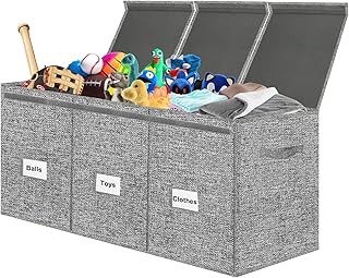 3 in 1 Toy Box Organizers and Storage Bins for Boys Girls,Large Storage Bins with Lids,Extra Large Toy Storage Trunks and Chests for Kids Room,Folding Storage Box,Clothes Storage Bins,Book Storage