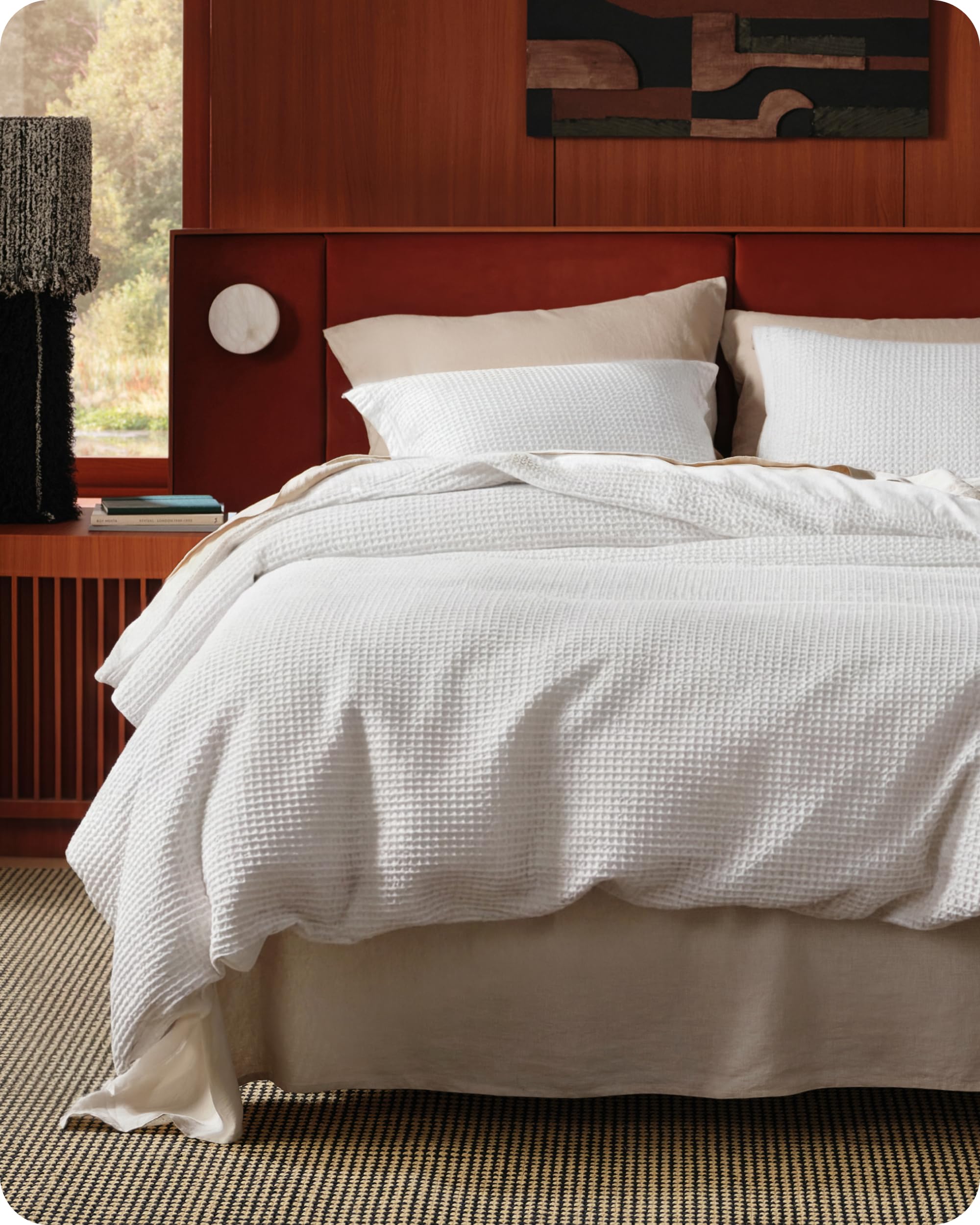 Photo 1 of Bedsure Cotton Duvet Cover King - 100% Cotton Waffle Weave Coconut White Duvet Cover King Size, PureWoven Breathable Bedding Set for All Season, 3 Pieces, 104"x90"
