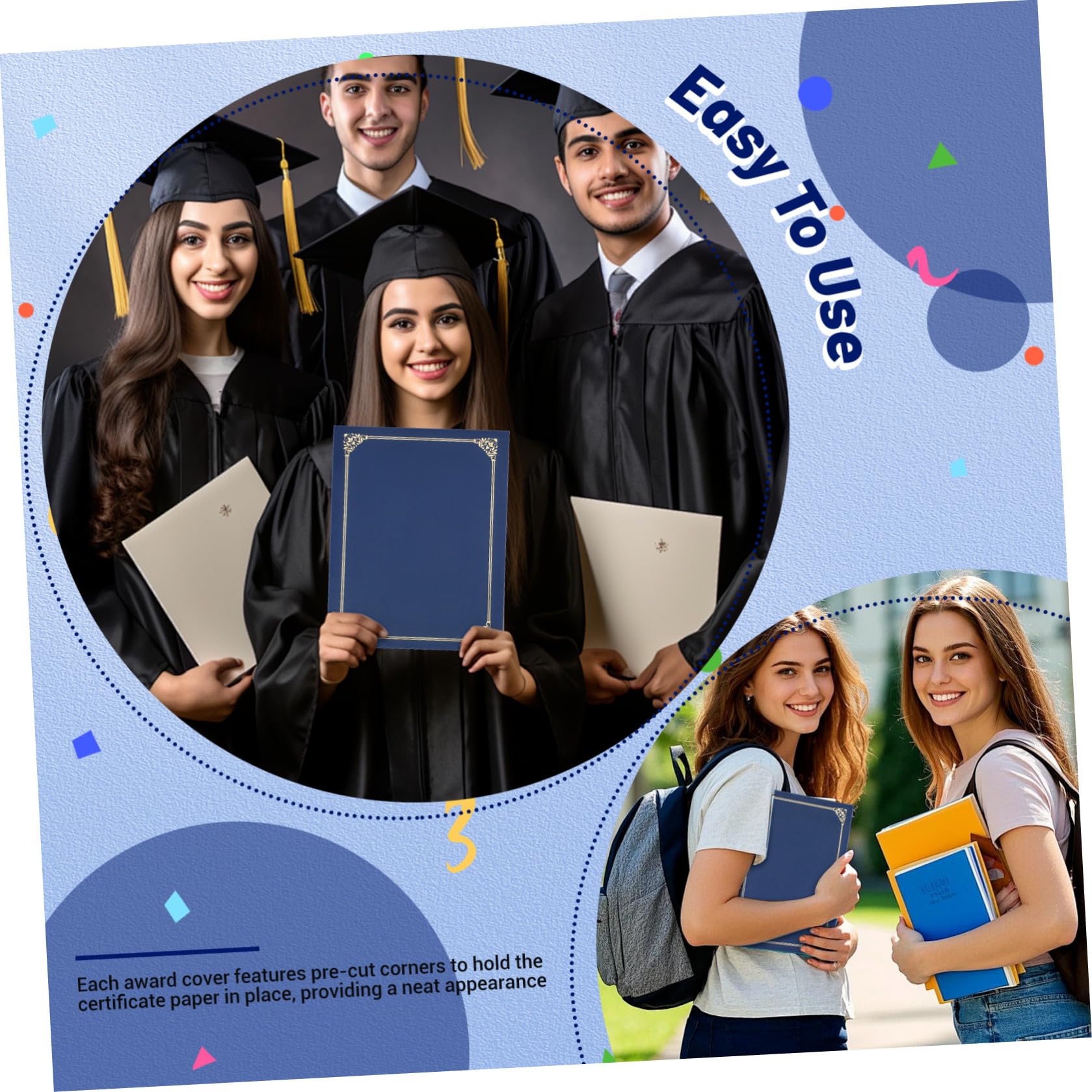 jojofuny Porta certificati e copertine per attestati, bordo in lamina dorata, 30 pezzi, carta, formato standard, per diplomi e documenti di riconoscimento
