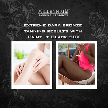 Millennium Tanning Paint It Black 50X Dark Tanning Lotion Accelerator for Indoor Tanning Beds & Outdoor Sun Tan with Bronzer, 13.5 fl. oz.
