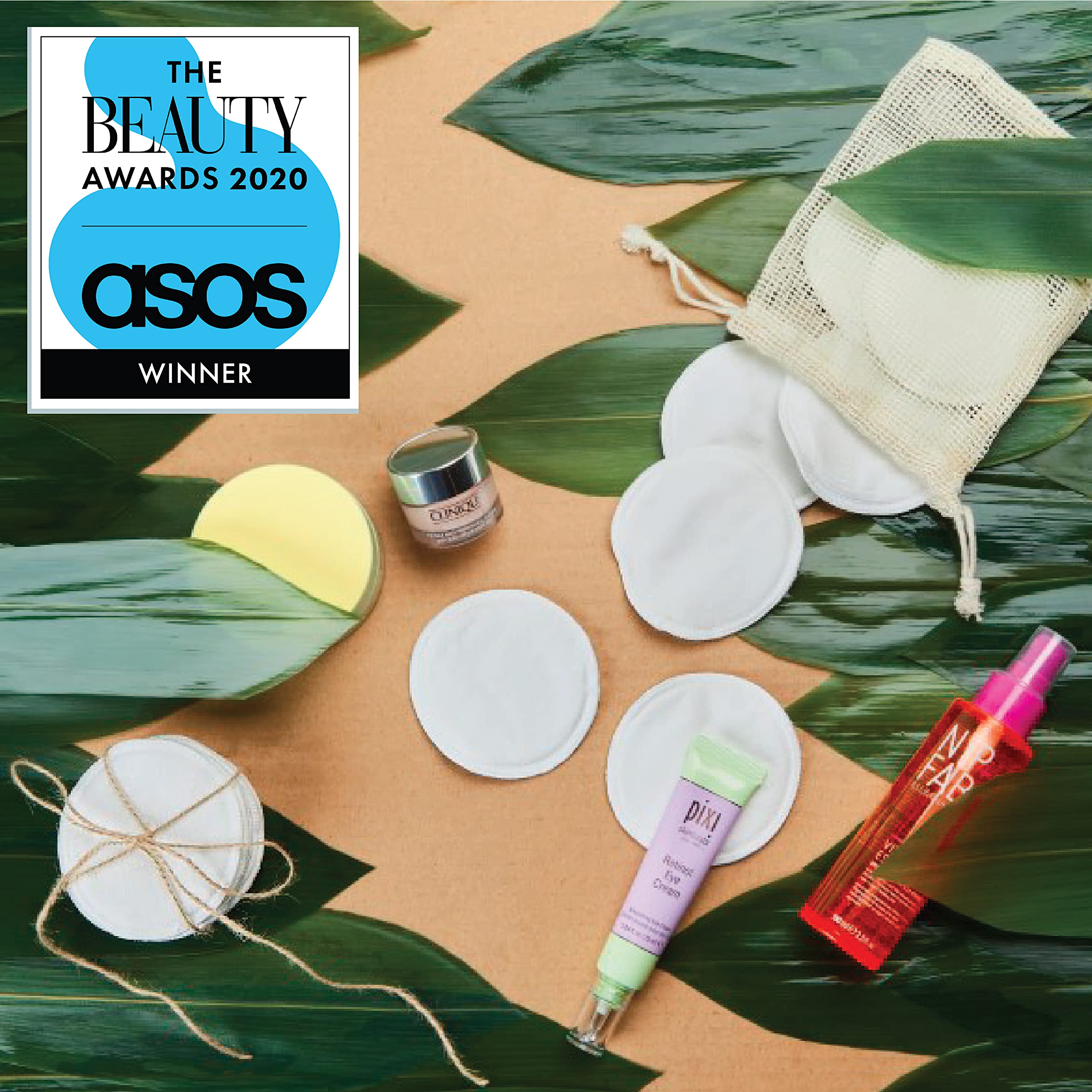stylpro Juego de 8 almohadillas reutilizables de bambú para quitar maquillaje, bolsa de algodón y barril de bambú