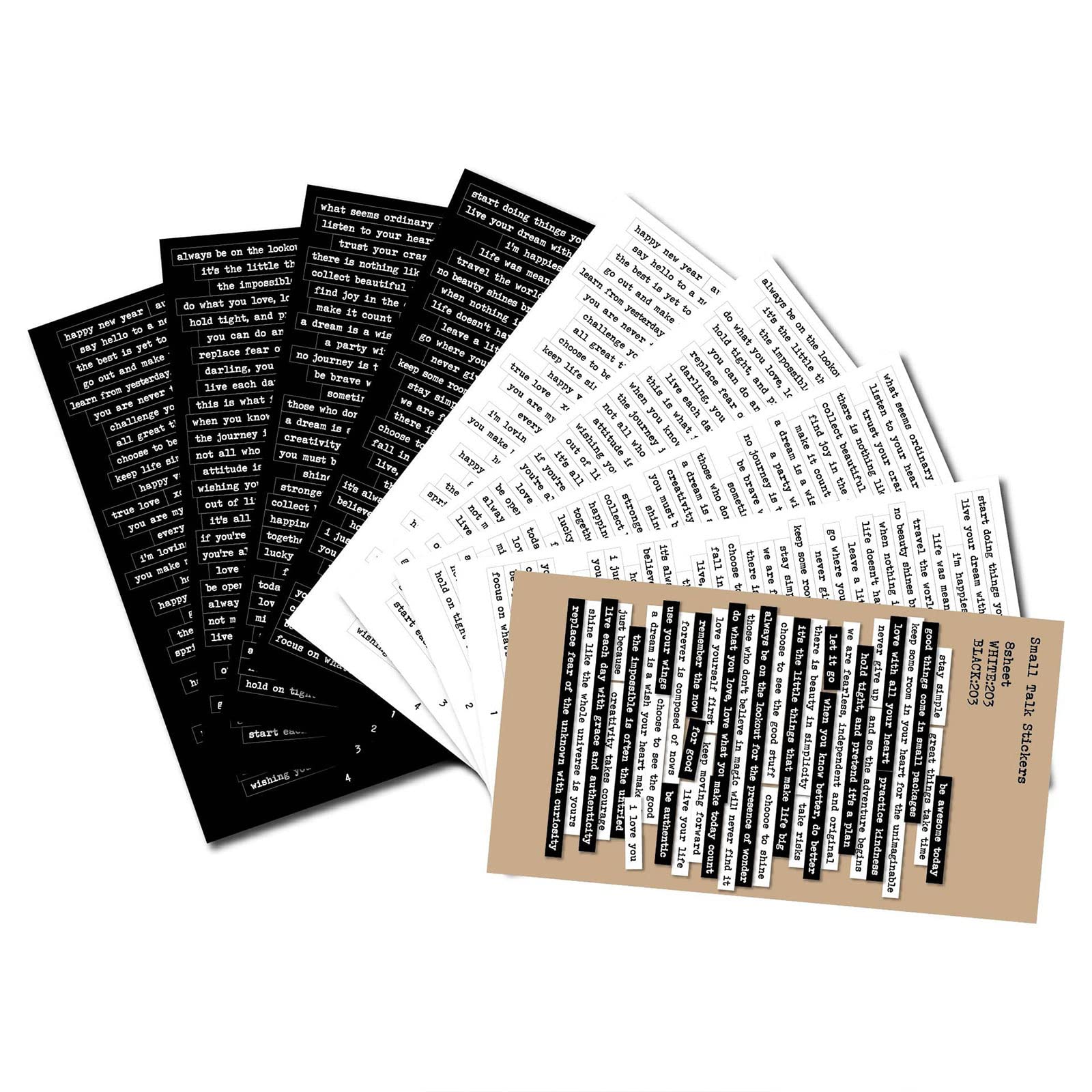 SUCHUANGUANG Inspirational Nice Words Stickers Adhesive Motivational Quote Stickers for Scrapbook Notebook Journaling Card 8 Pages