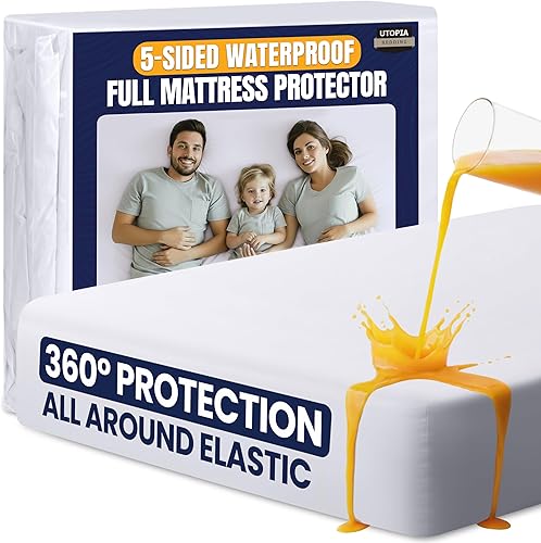 Miniatura 17 de Utopia Bedding Protector de colchón impermeable de 5 lados tamaño Queen, funda de colchón transpirable de alta calidad, estilo ajustado con