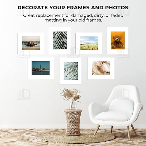 Miniatura 6 de Frametory, Alfombrillas precortadas blancas de 16 x 20 pulgadas para fotos, impresiones y obras de arte de 11 x 14 pulgadas, con núcleo blanco,