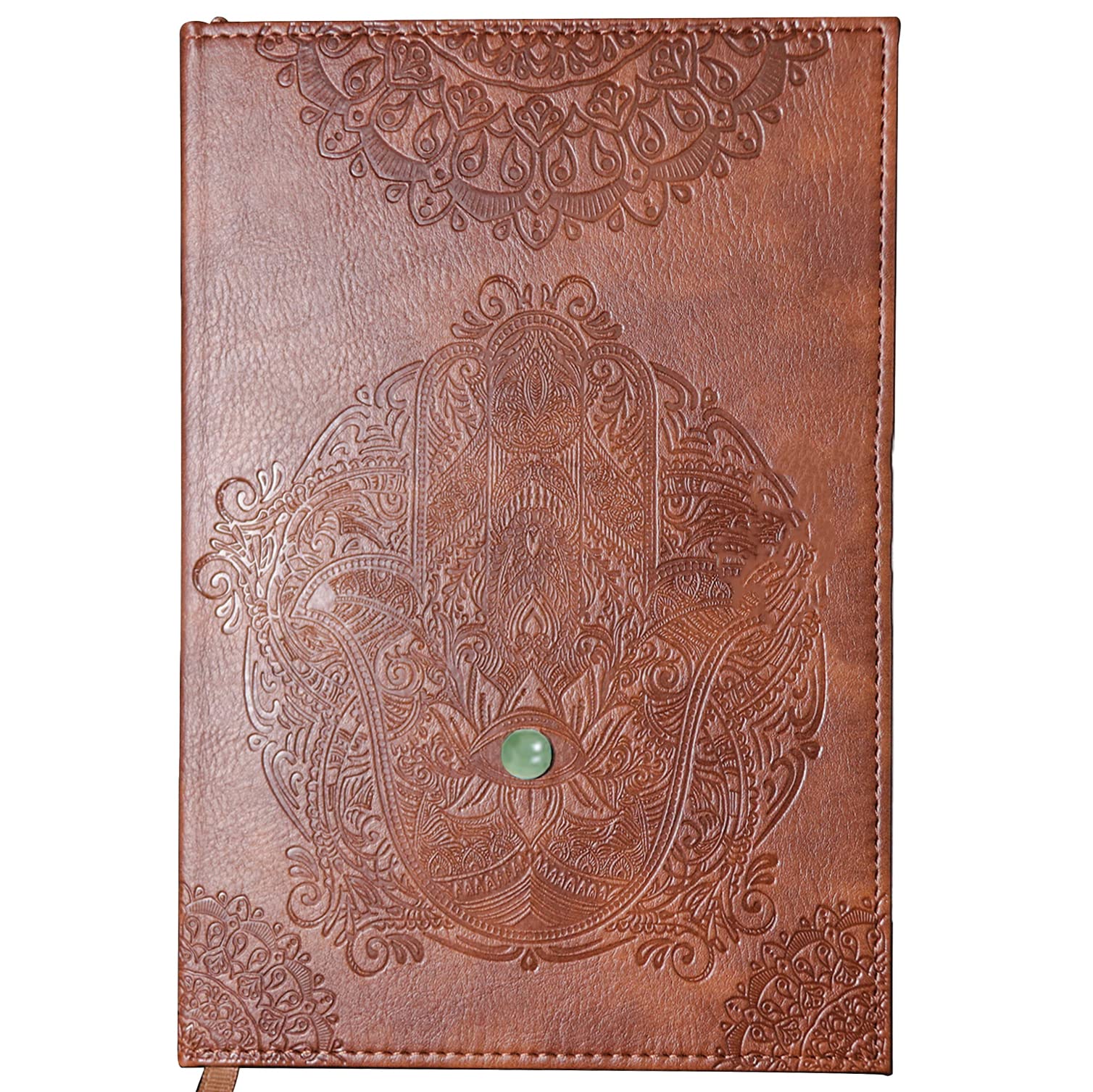 Selene & Gaia | Spiritual Notebooks For Men, Brown Faux Leather Notebook Journals, Spiritual Gifts for Women, Journal Notebooks, Vegan, Crystal