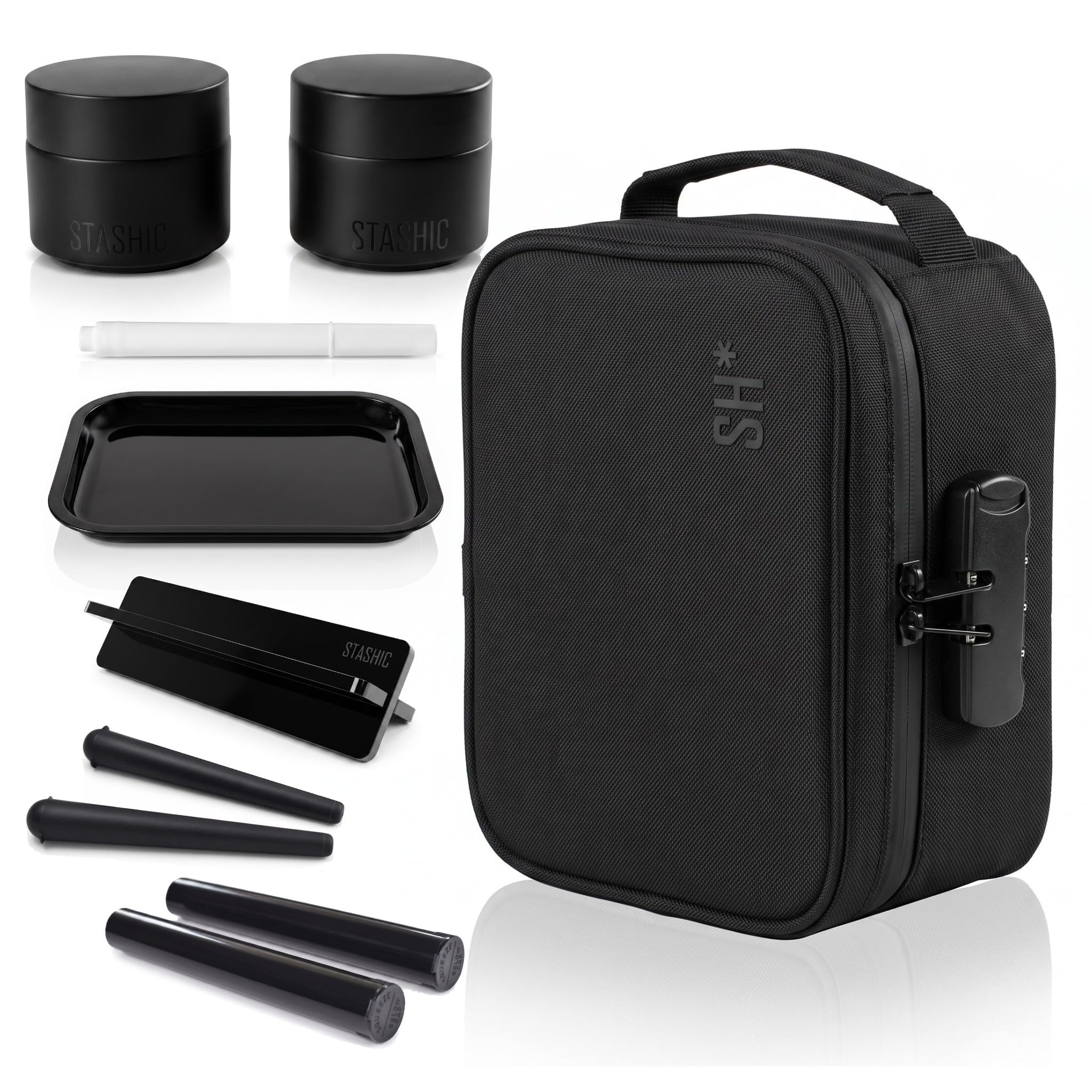 STASHIC Essential Kit - Lockable Case, Glass Jars, Trays & Tubes - SH*