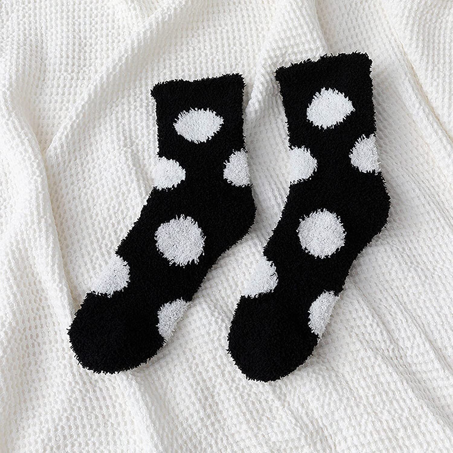Calcetines Termicos 12 Pares De Calcetines Térmicos De Invierno Para Mujer, Patrón De Lunares Bonitos, Esponjosos, Supersuaves, Cálidos Y Acogedores Calcetines Invierno