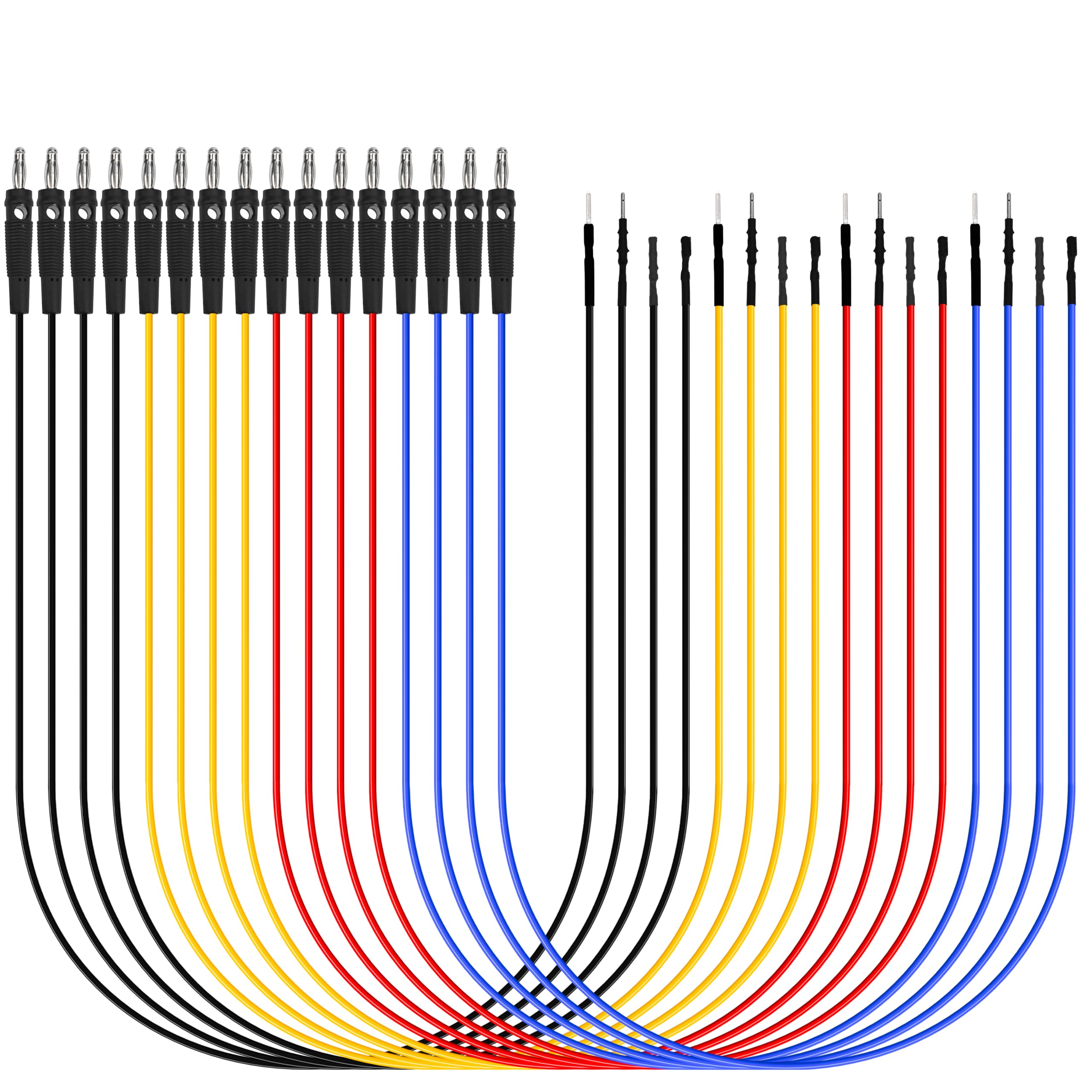Banana Plug Jumper Wires Kit, 16pcs 4mm Stackable Breadboard Jumper Test Lead, Male to Female, Universal Breakout Test Leads for Electrical Testing