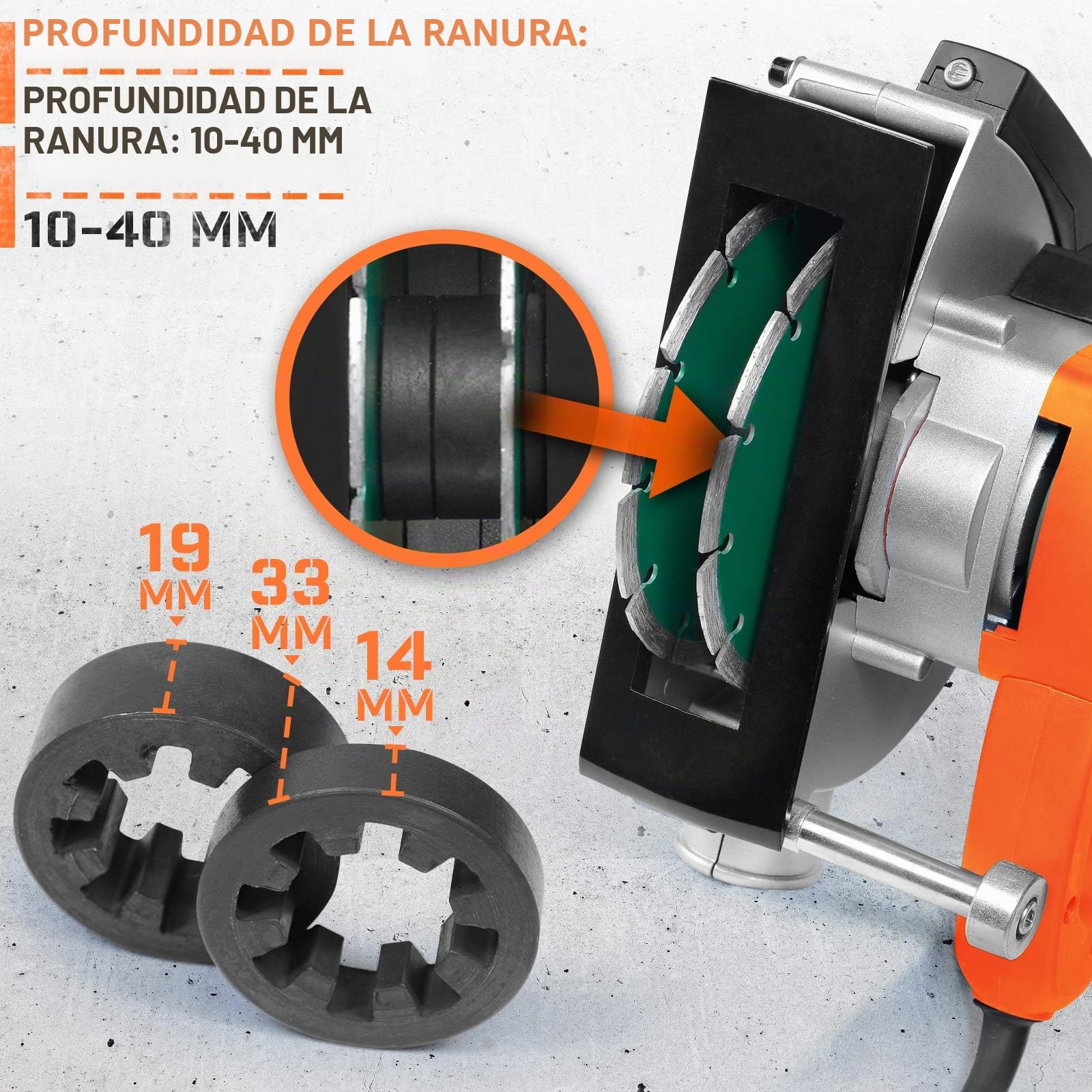 Rozadora de Pared con Láser - 1700W, ca. 4000 u/min, 2 Discos de Corte de Diamante, Adaptador para la Aspiración de Polvo - Amoladora de Pared, Máquina Ranuradora, Fresadora de Hendido