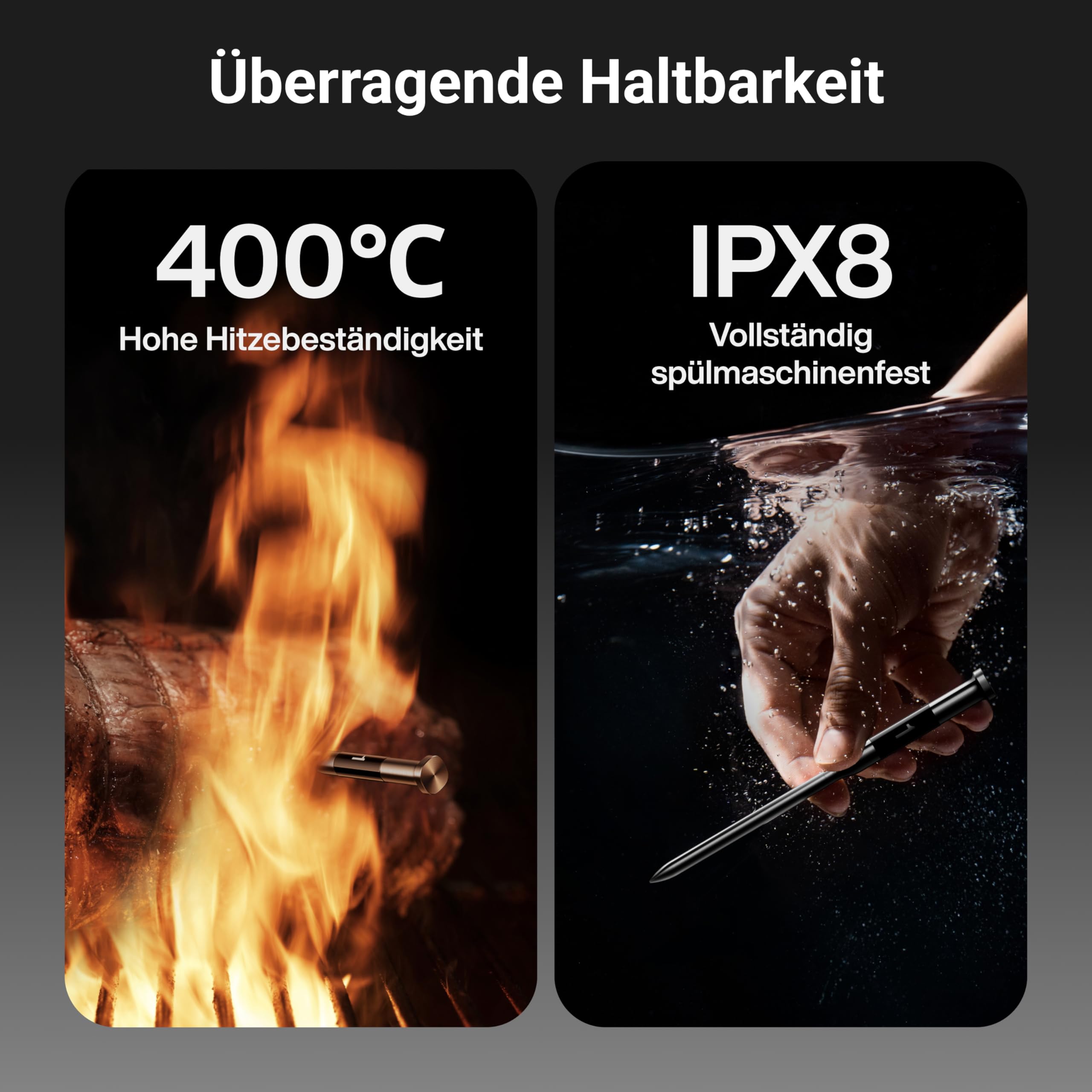ThermoMaven P1 Fleischthermometer kabellos, Grillthermometer mit WiFi & Bluetooth 5.3, App & Display, 6 Sensoren, ±0,3 °C Genauigkeit, IPX8, 48 h Akku, Bratenthermometer für Grill, Backofen & Smoker