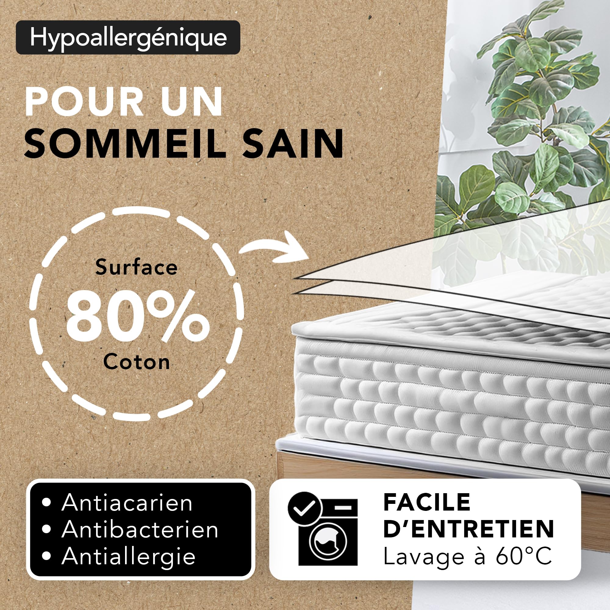 Protège-matelas XDREAM Pure 160x200 Cm – Respirant Avec Coins élastiques – Oeko-Tex, Lavable 60°C