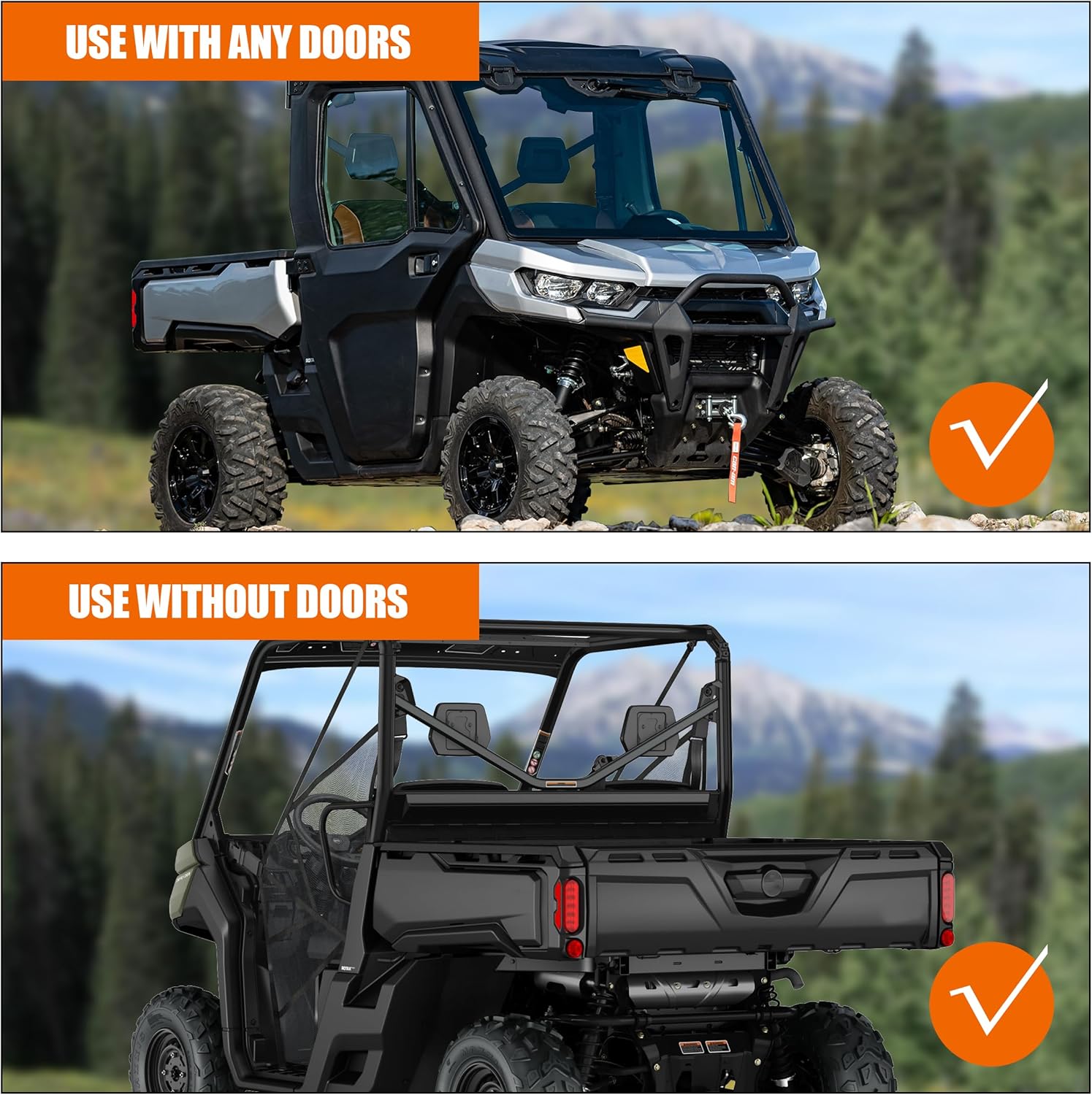 Aluminum Shell Side Mirrors Compatible with 2016-2025 Can-Am Defender HD5/ HD7/ HD8/ HD9/ HD10 Accessories Adjustable Folding Convex Rear View Side Mirrors Replacement for 715008101 (2PCS)