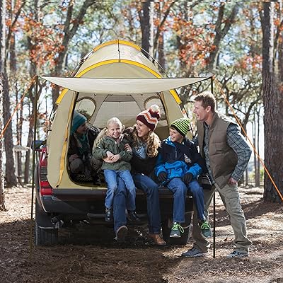 Pickup Truck Tent With Awning Shade, Waterproof PU5000mm Oxford For Camping Travel Outdoor Activities For Colorado/Silverado,Ram,Gladiator,Ford