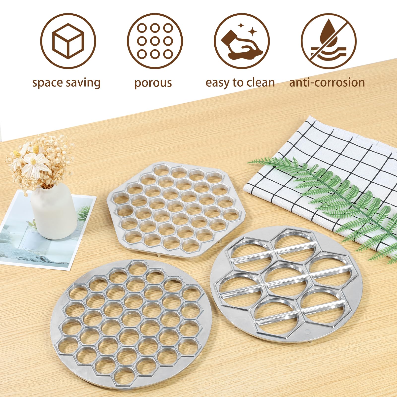 3 pezzi produttore di gnocchi russo lega di alluminio pelmeni Maker antiruggine ravioli Maker 37 fori 14 fori Dumpling Pelmeni stampo per gnocchi torta Wontons Fruit Pies