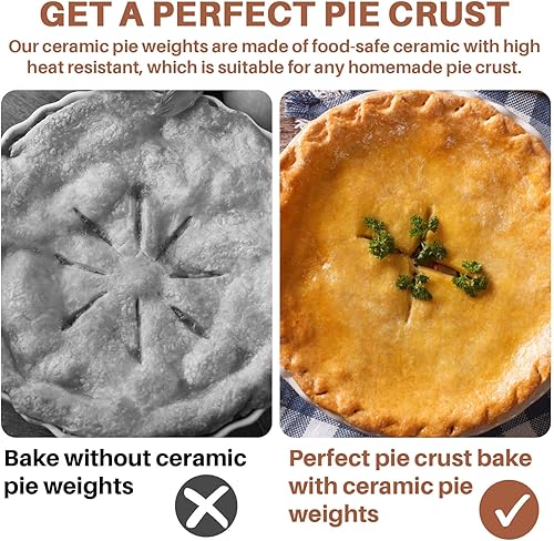 Miniatura 3 de Sukh Pesas de pastel de 1 libra para hornear, pesos de corteza de pastel de cerámica, granos para hornear de cerámica natural reutilizables, cocina