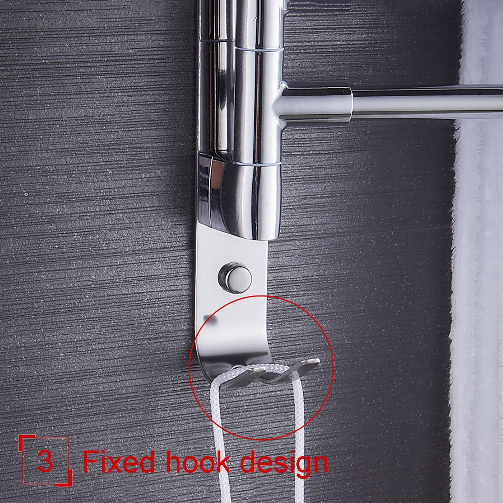 ACUIPP Schwenkbarer Handtuchhalter 2 bis 5 Arm Silber Handtuchhalter Wandmontierte ausschwenkbare Handtuchhalter mit 2 Befestigungshaken für Badetücher, Handtücher/B Decoration