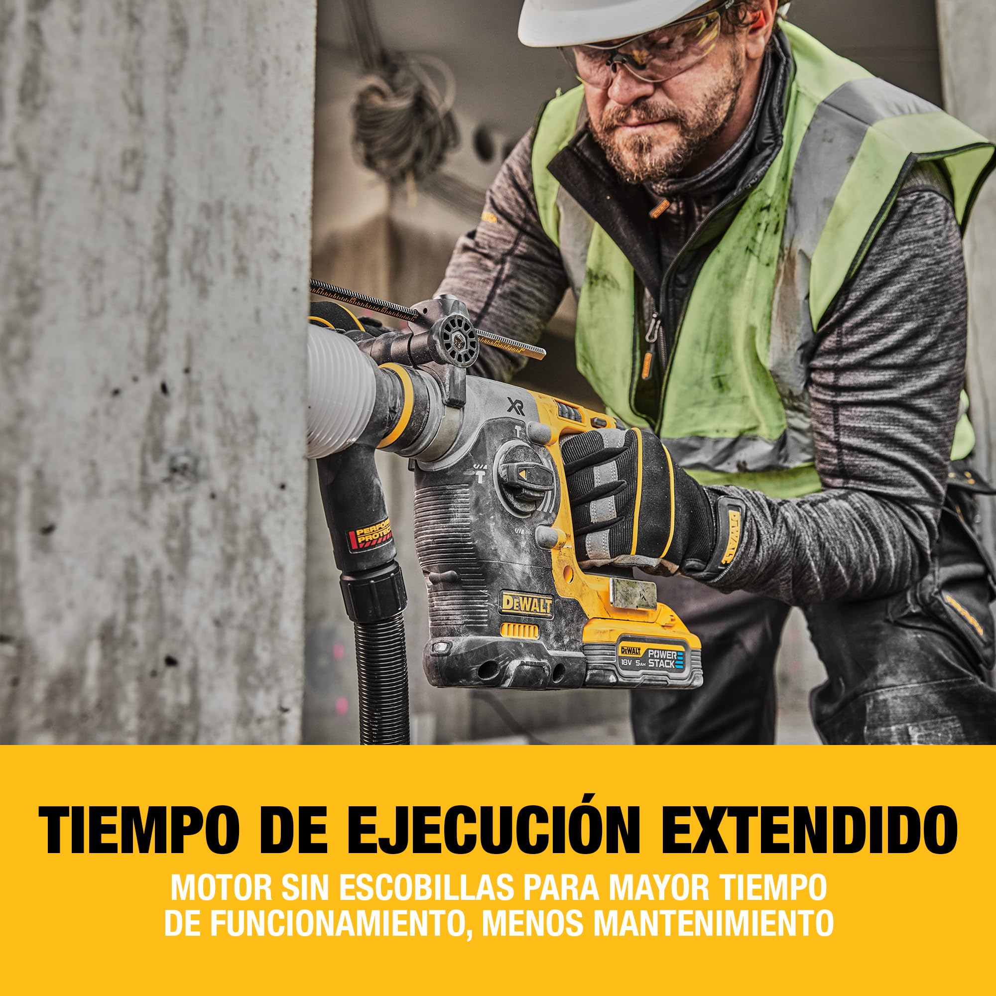 DEWALT Martillo Electroneumático Brushless 24mm SDS-Plus 18V XR, Unidad Sin Batería ni Cargador, DCH273NT-XJ