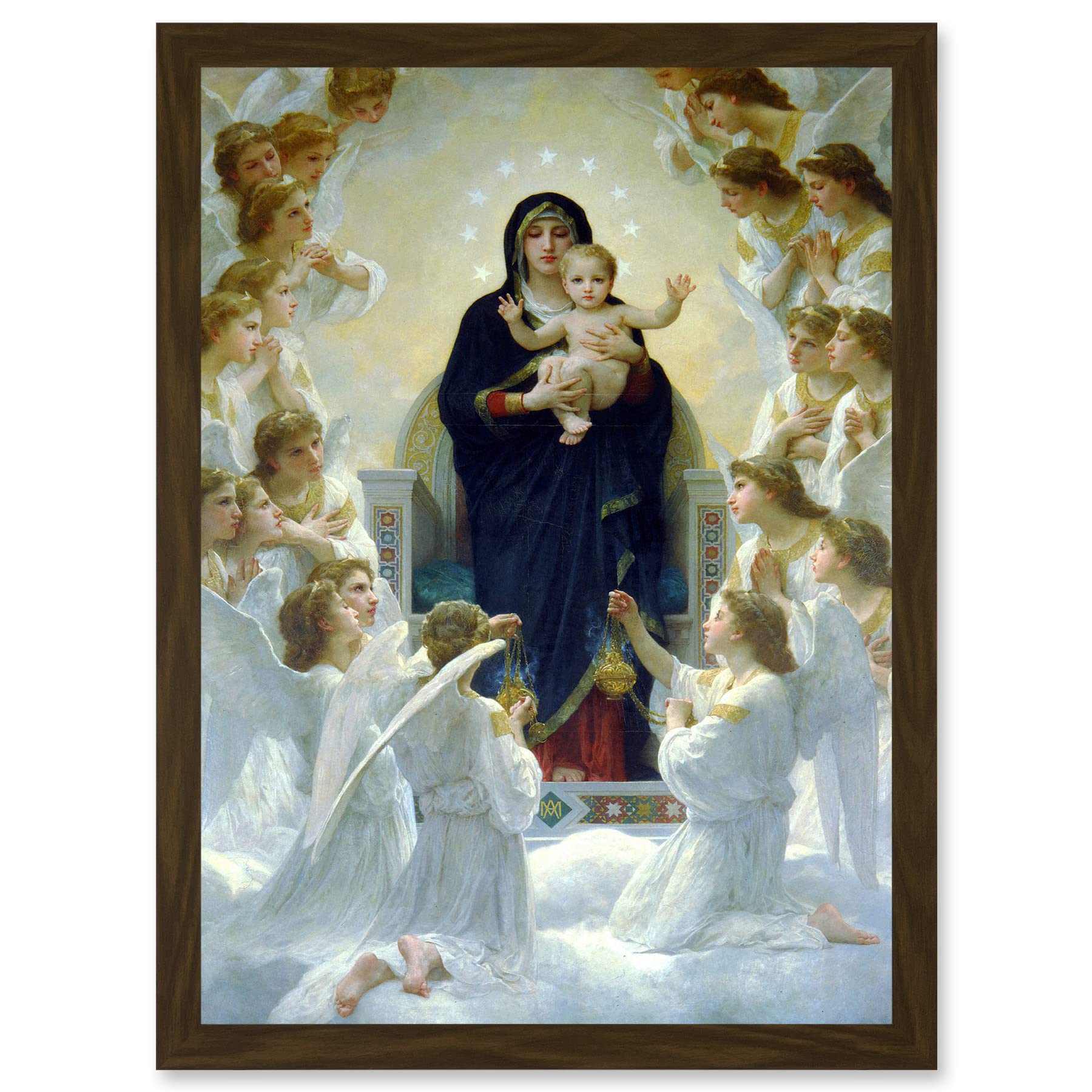 Artery8 William Adolphe Bouguereau Virgin With Angels Old Painting Artwork Framed Wall Art Print A4