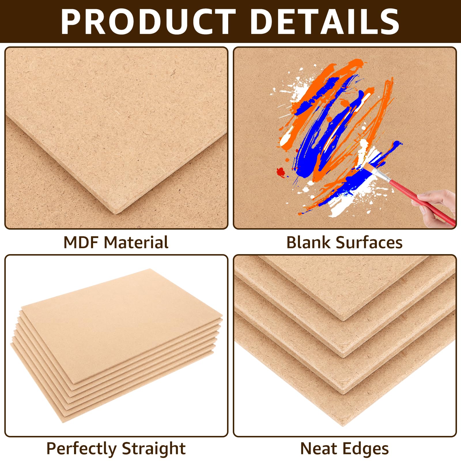 AKOLAFE 15 Stück MDF Platten 4mm MDF Platte A3 Hartfaserplatte 420 x 300 x 4 mm Holzplatten zum Basteln Rechteckiges Holzplatte für Lasergravur, CNC Router, Modellierung, Durchbrochenes, DIY (Braun)
