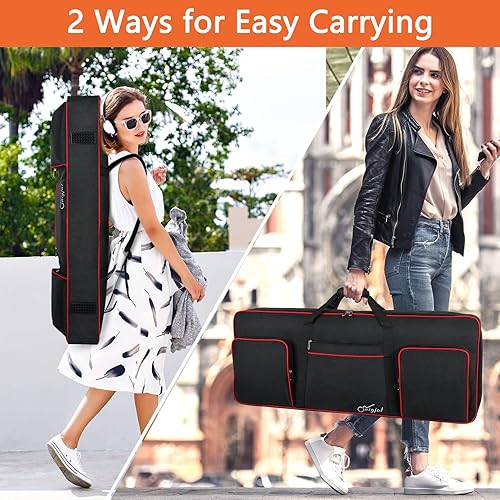 Miniatura 7 de Funda suave para teclado de 61 teclas (interior 39.5 x 15.8 x 4.8 pulgadas), no compatible con todos los Korg, funda de piano impermeable con asas y