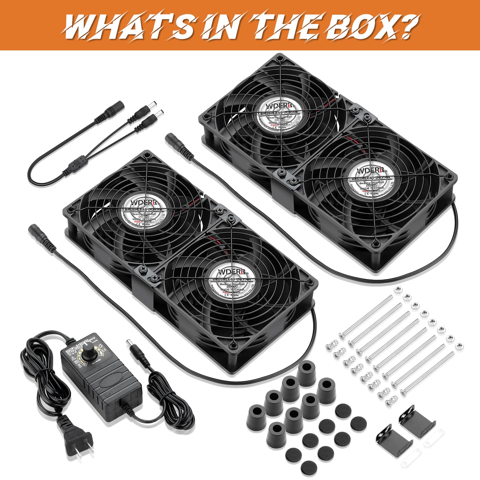 AC 4 x 120 mm Server-Rack-Lüfter, Kühlung, AC 110 V, 120 V, 220 V, 240 V, variable Geschwindigkeit, hoher Luftstrom für Heimwerker, Bergbau, Belüftung, Fenster, Auspuff, Gewächshauskühler